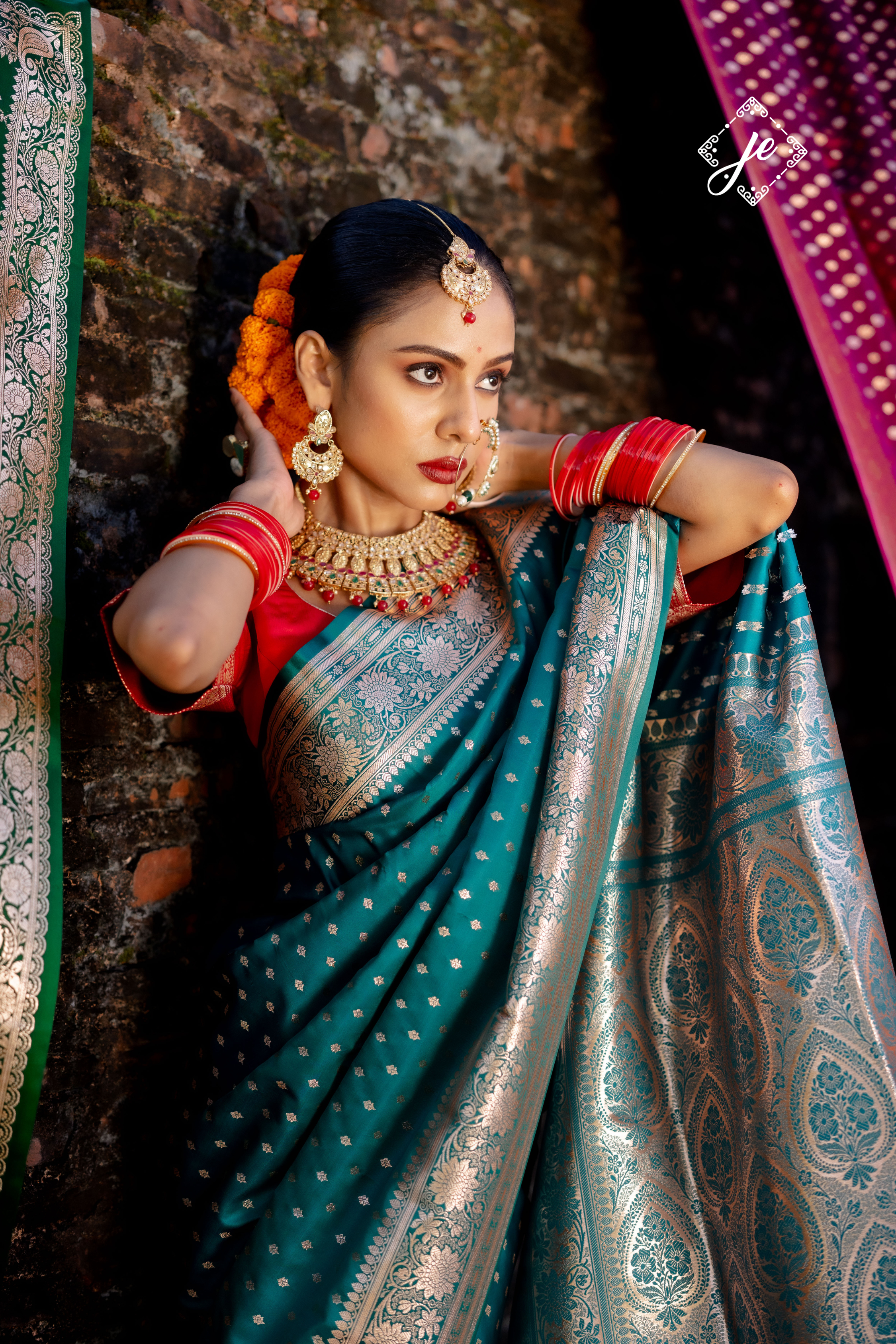 Rama Satin Silk Buti Banarasi Saree
