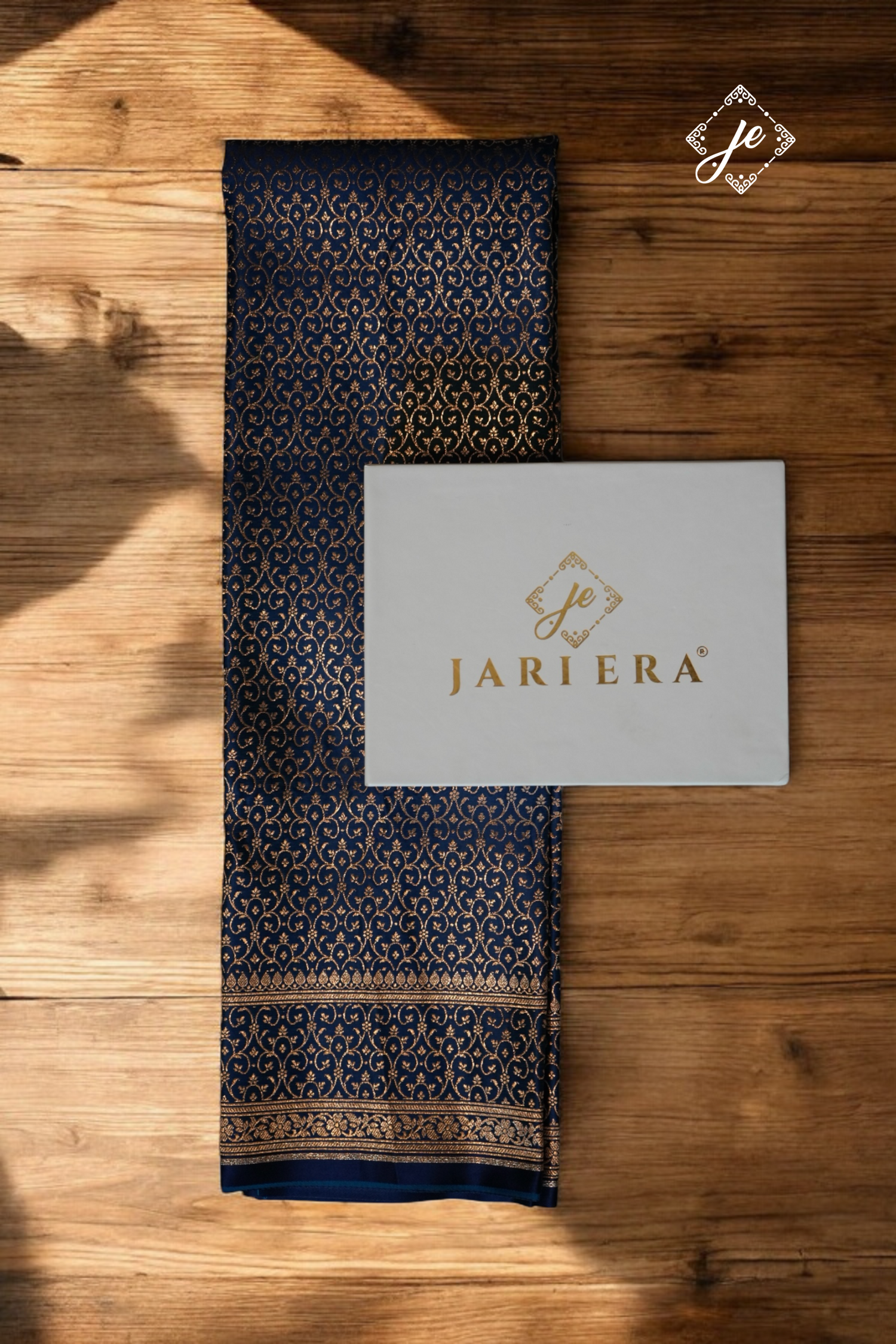 German Blue Satin Silk Brocade Blouse Fabric