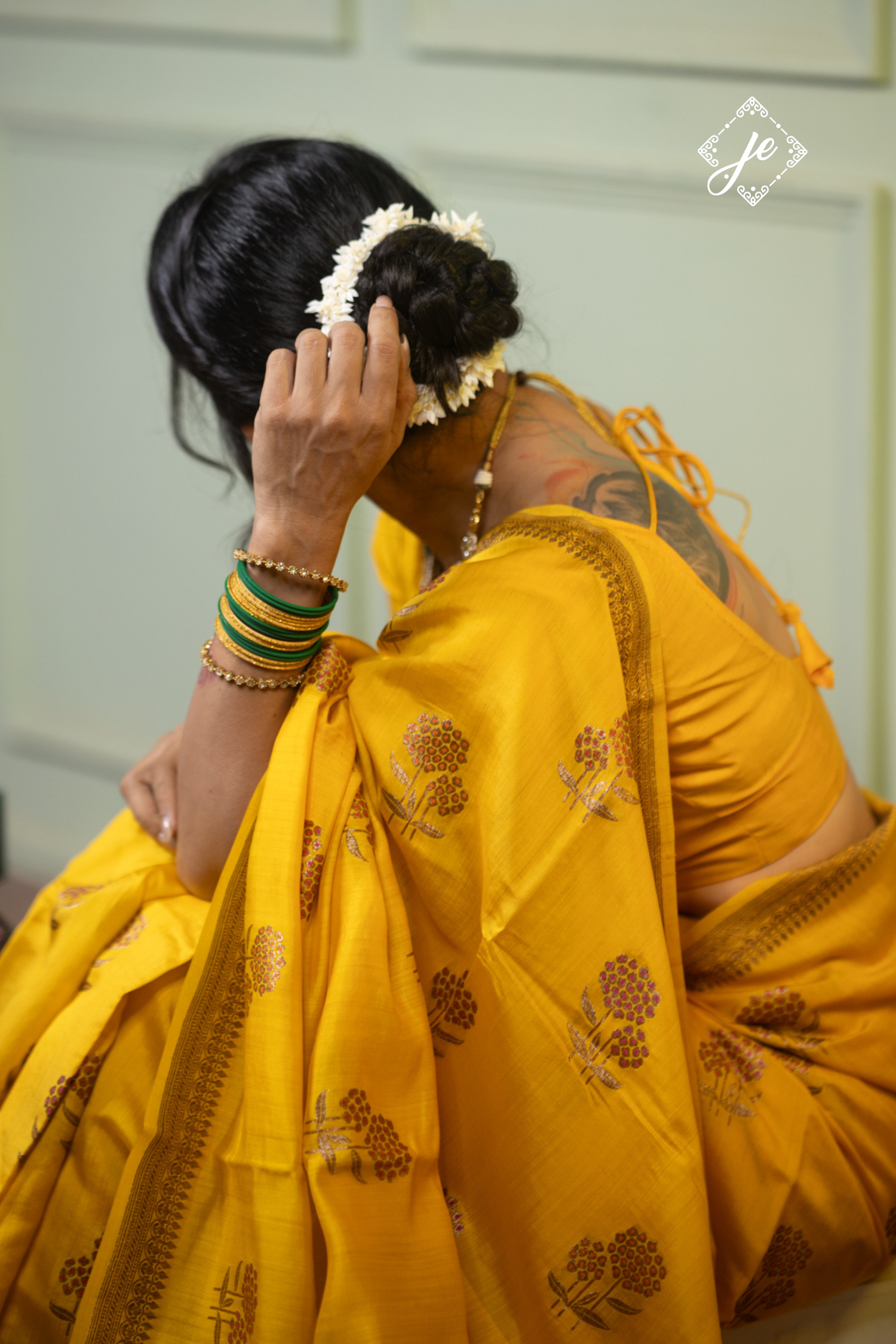 Yellow Pure Chiniya Silk Floral Meenakari Banarasi Saree
