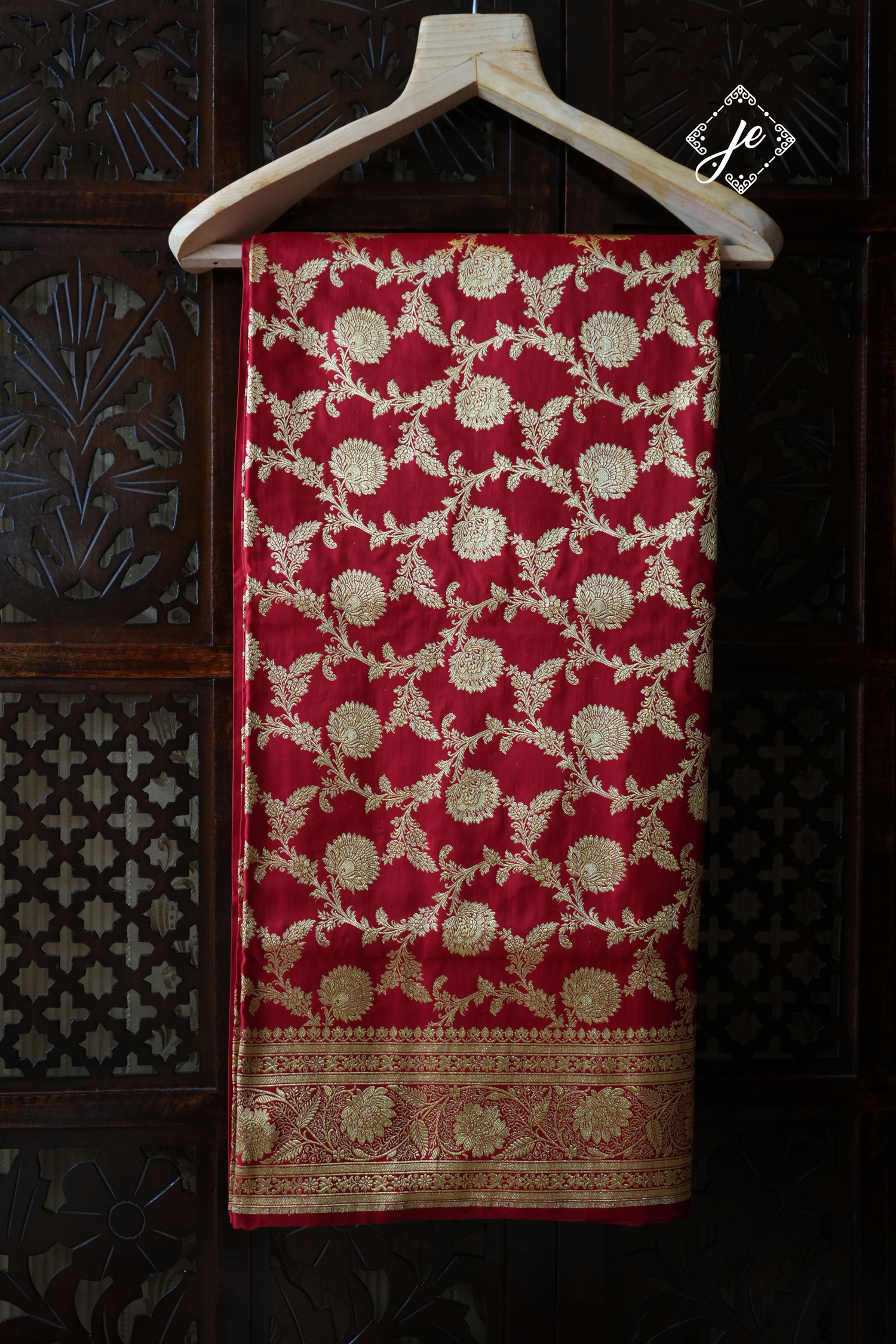 Red Pure Silk Jaal Handloom Banarasi Saree