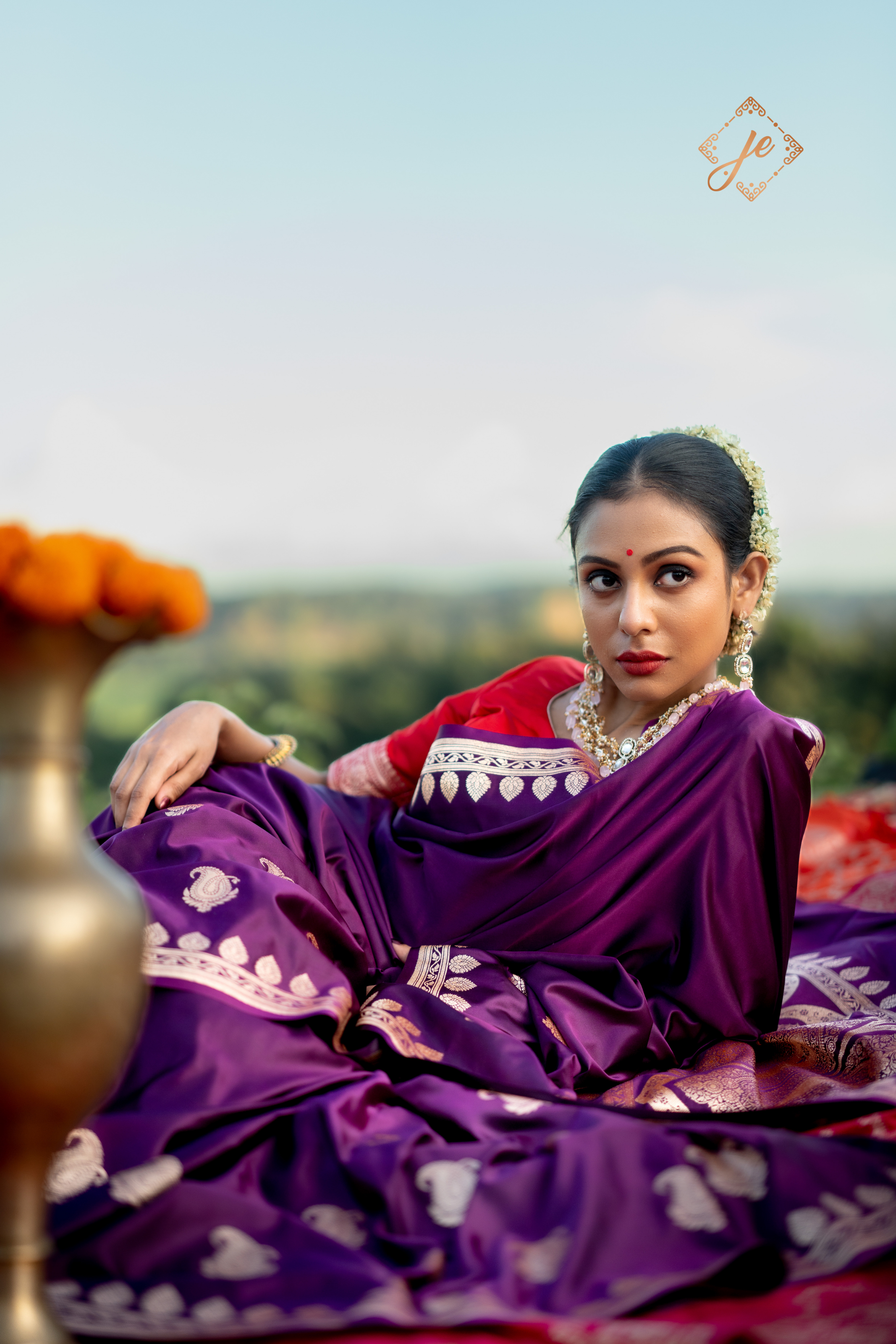 Purple Mashru Silk Banarasi Saree