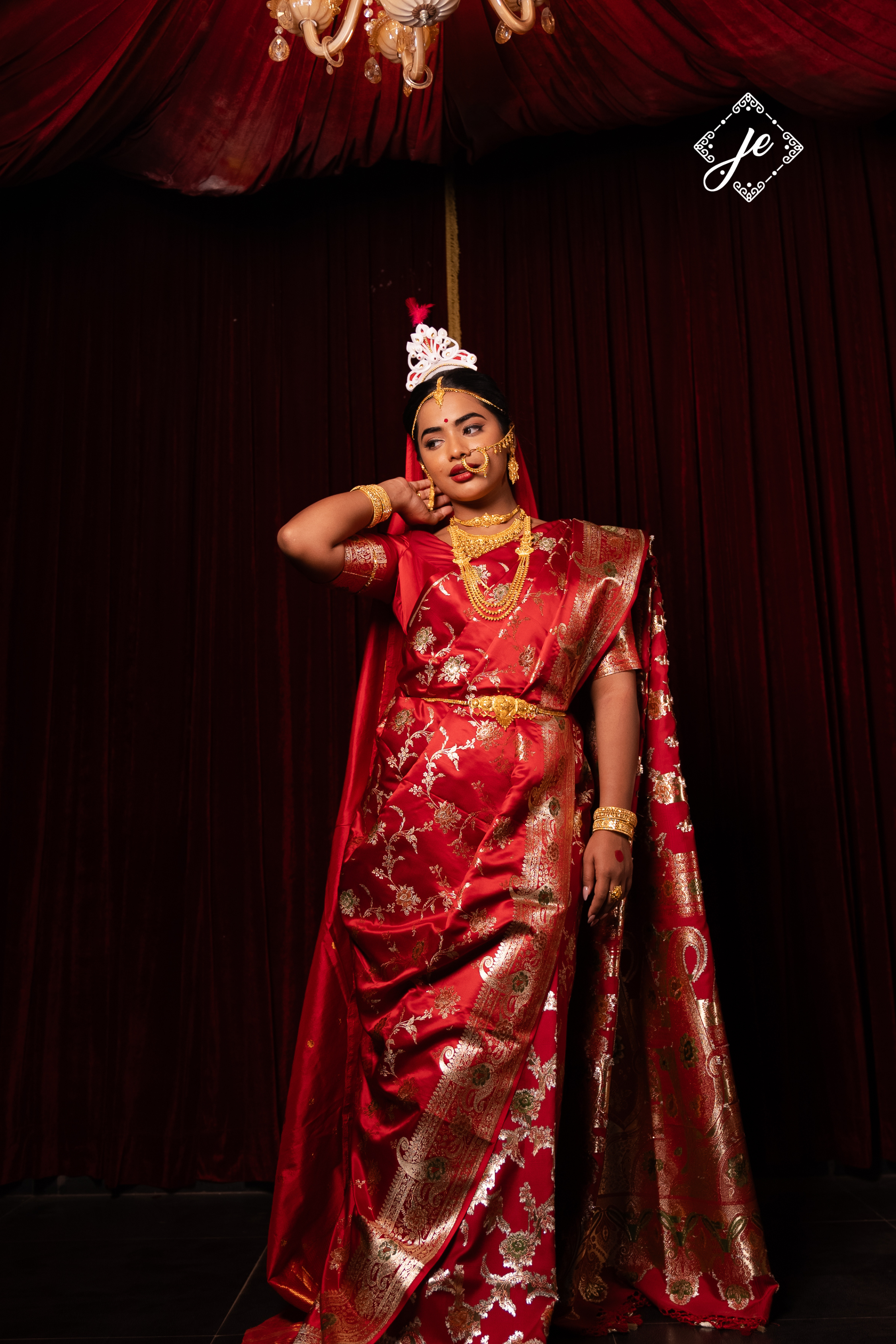 Red Satin Silk Meenakari Jaal Banarasi Saree