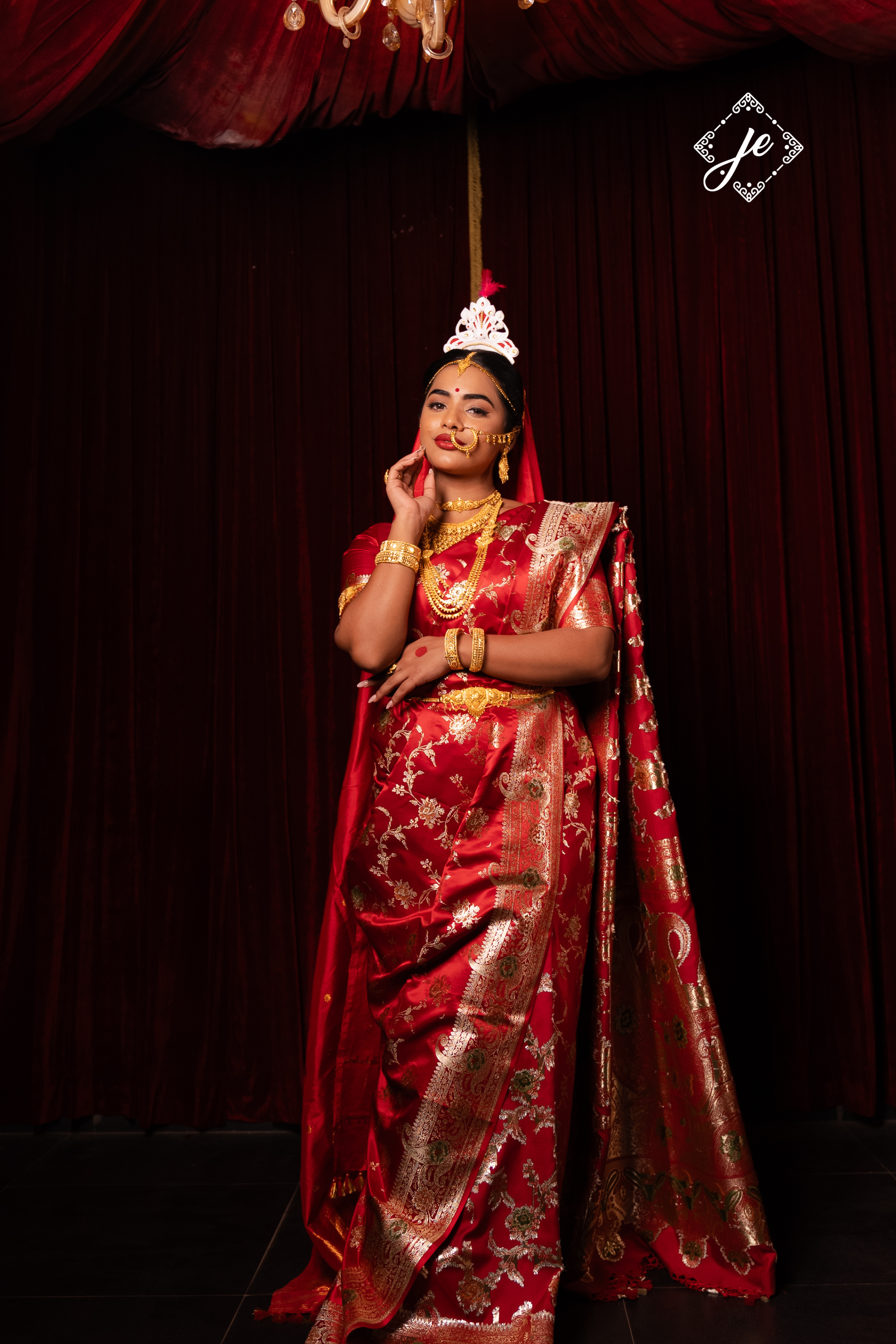 Red Satin Silk Meenakari Jaal Banarasi Saree