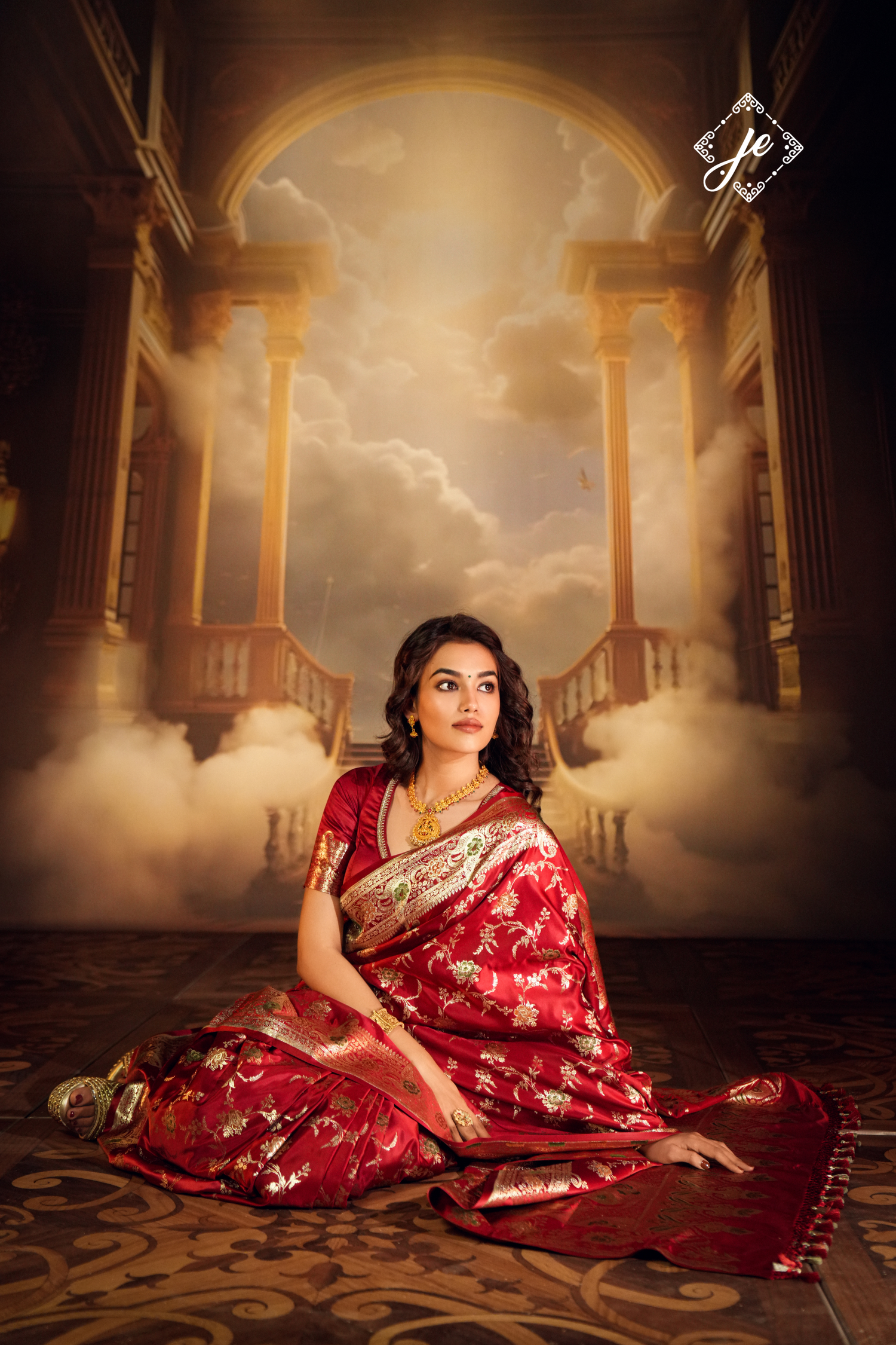 Maroon Satin Silk Meenakari Jaal Banarasi Saree