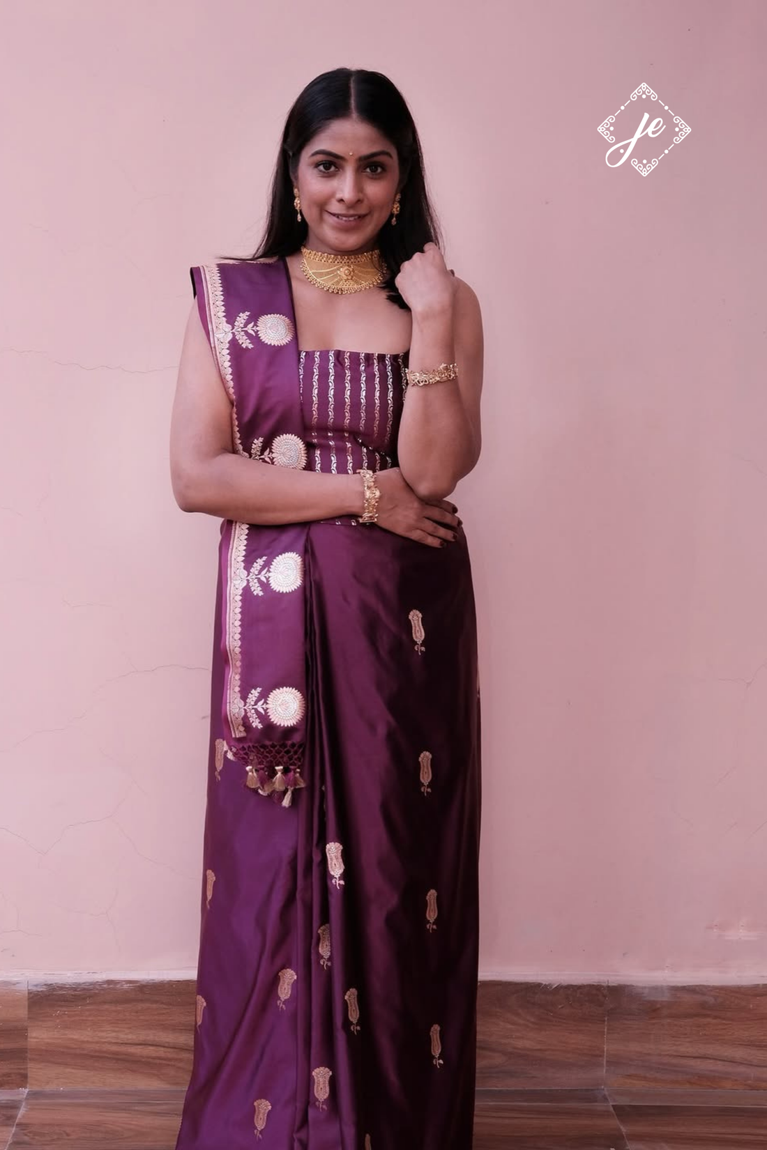 Purple Mashru Silk Banarasi Saree