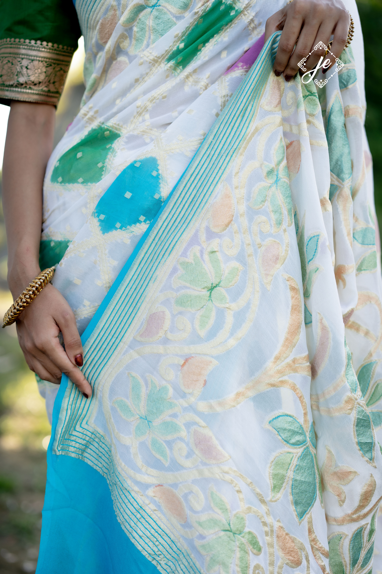 Light Blue Rangkaat Pure Georgette Banarasi Saree