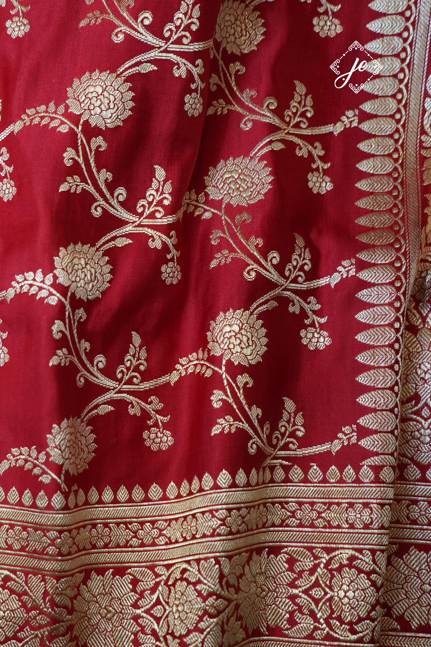 Red Pure Silk Jaal Handloom Banarasi Saree