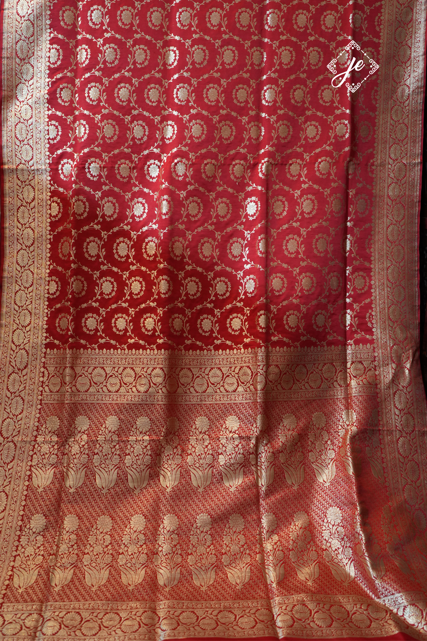 Red Pure Silk Jaal Handloom Banarasi Saree