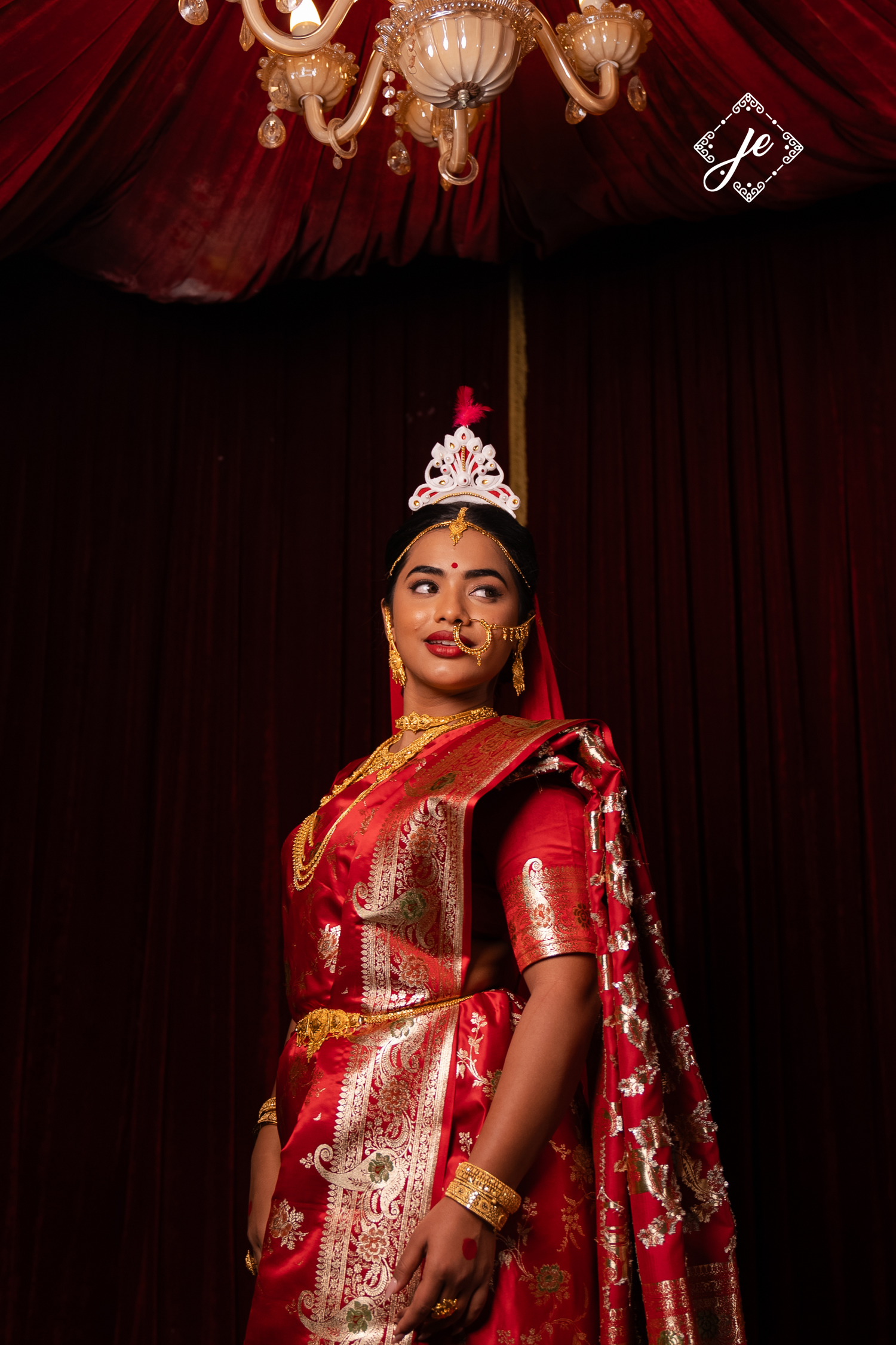 Red Satin Silk Meenakari Jaal Banarasi Saree