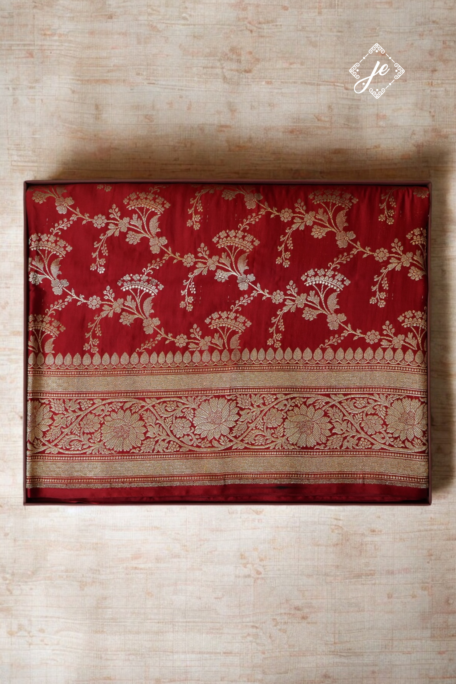 Red Pure Silk Jaal Handloom Banarasi Saree
