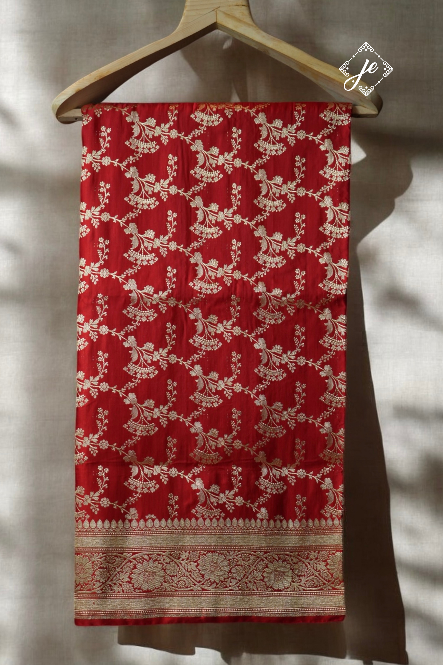 Red Pure Silk Jaal Handloom Banarasi Saree