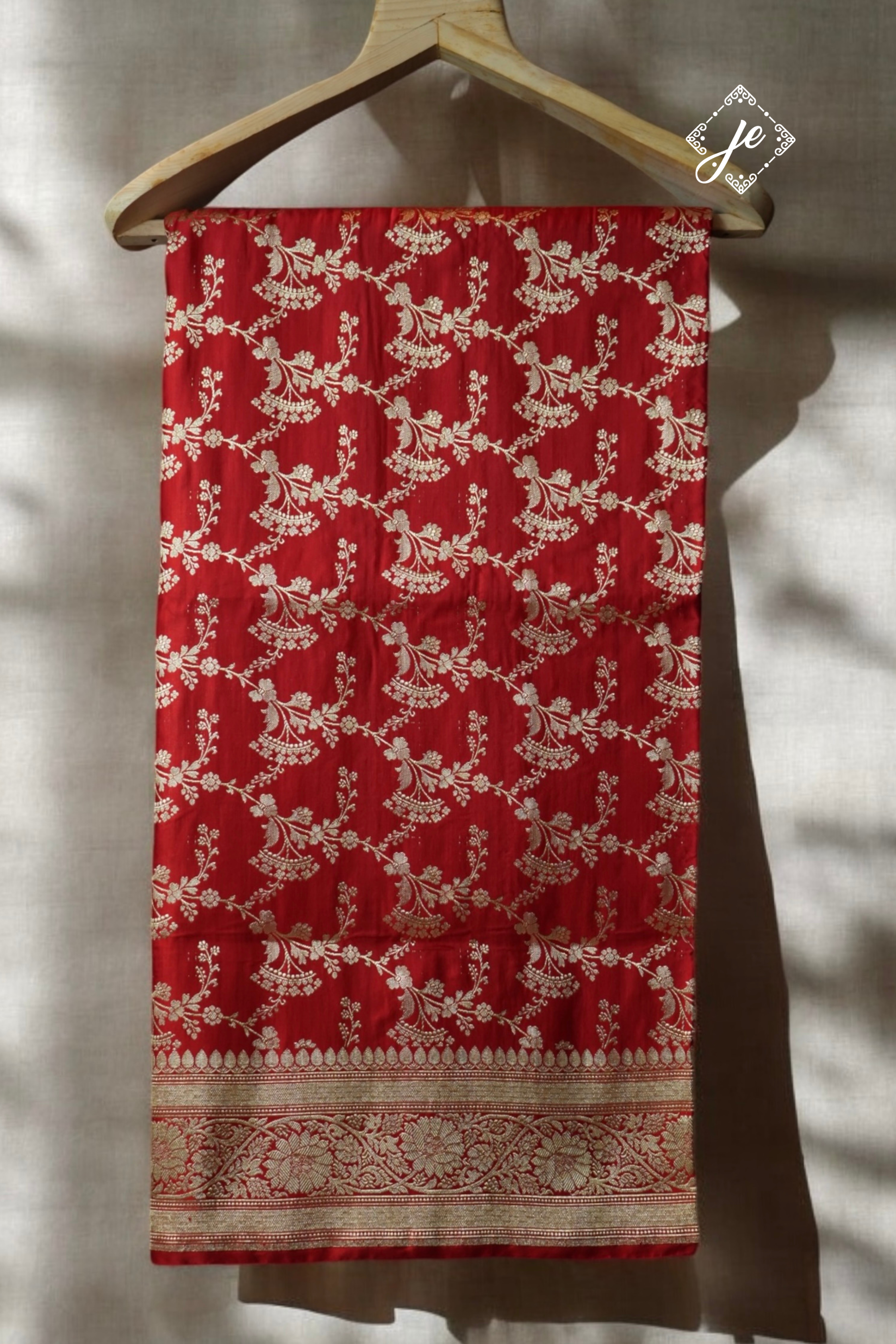 Red Pure Silk Jaal Handloom Banarasi Saree