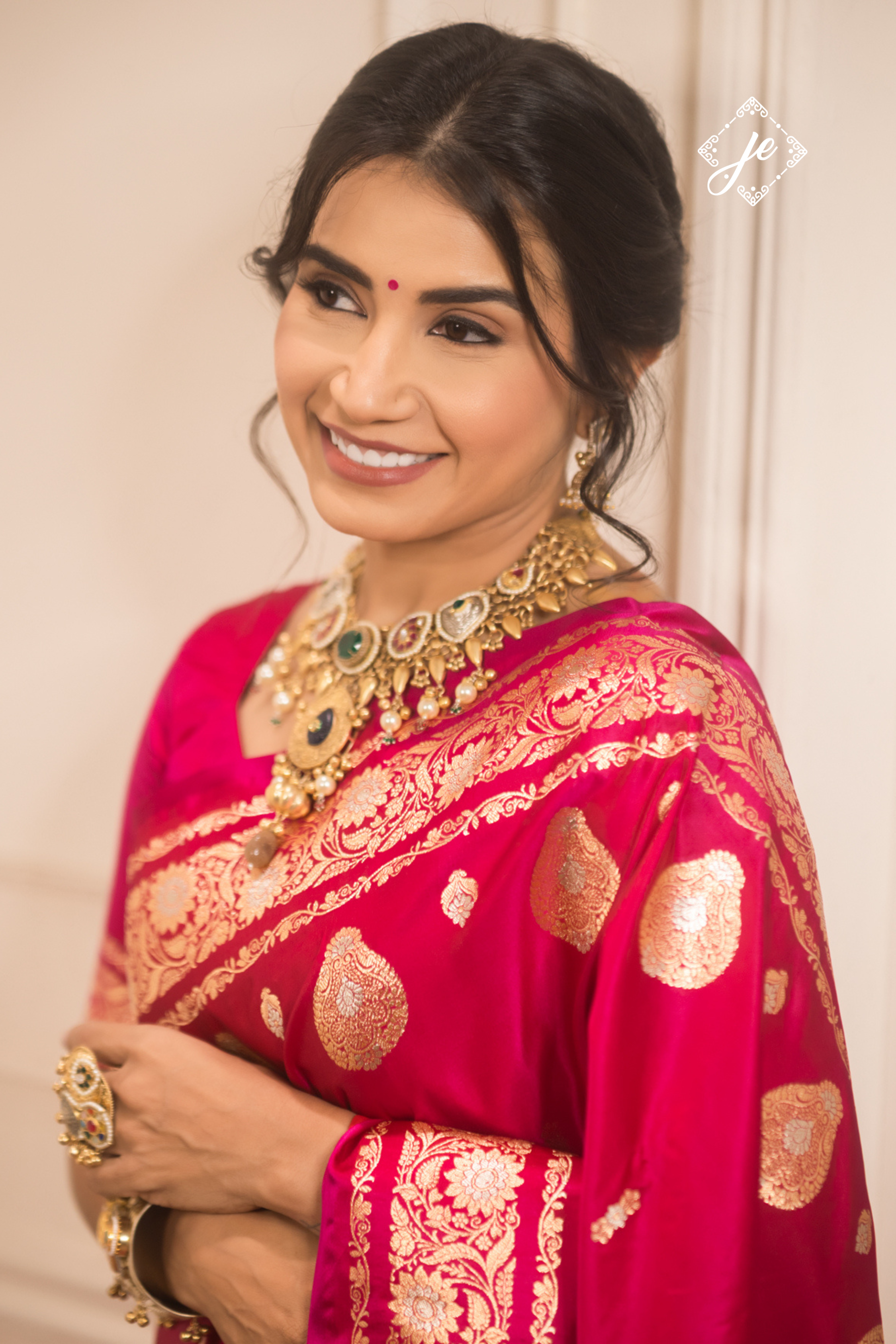 Rani Pink Mashru Silk Buti Banarasi Saree