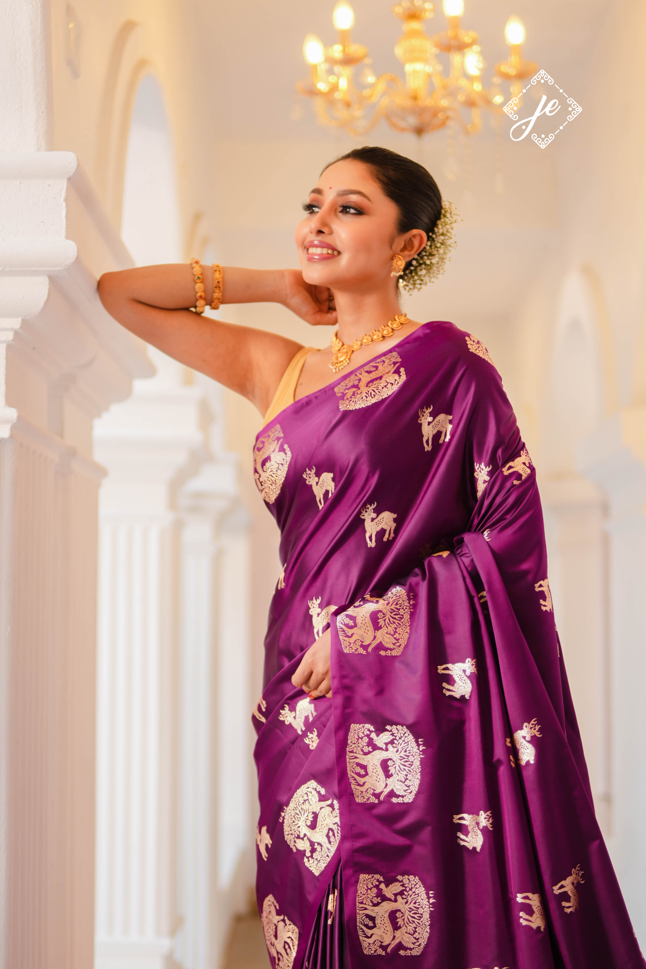 Purple Mashru Silk Banarasi Saree