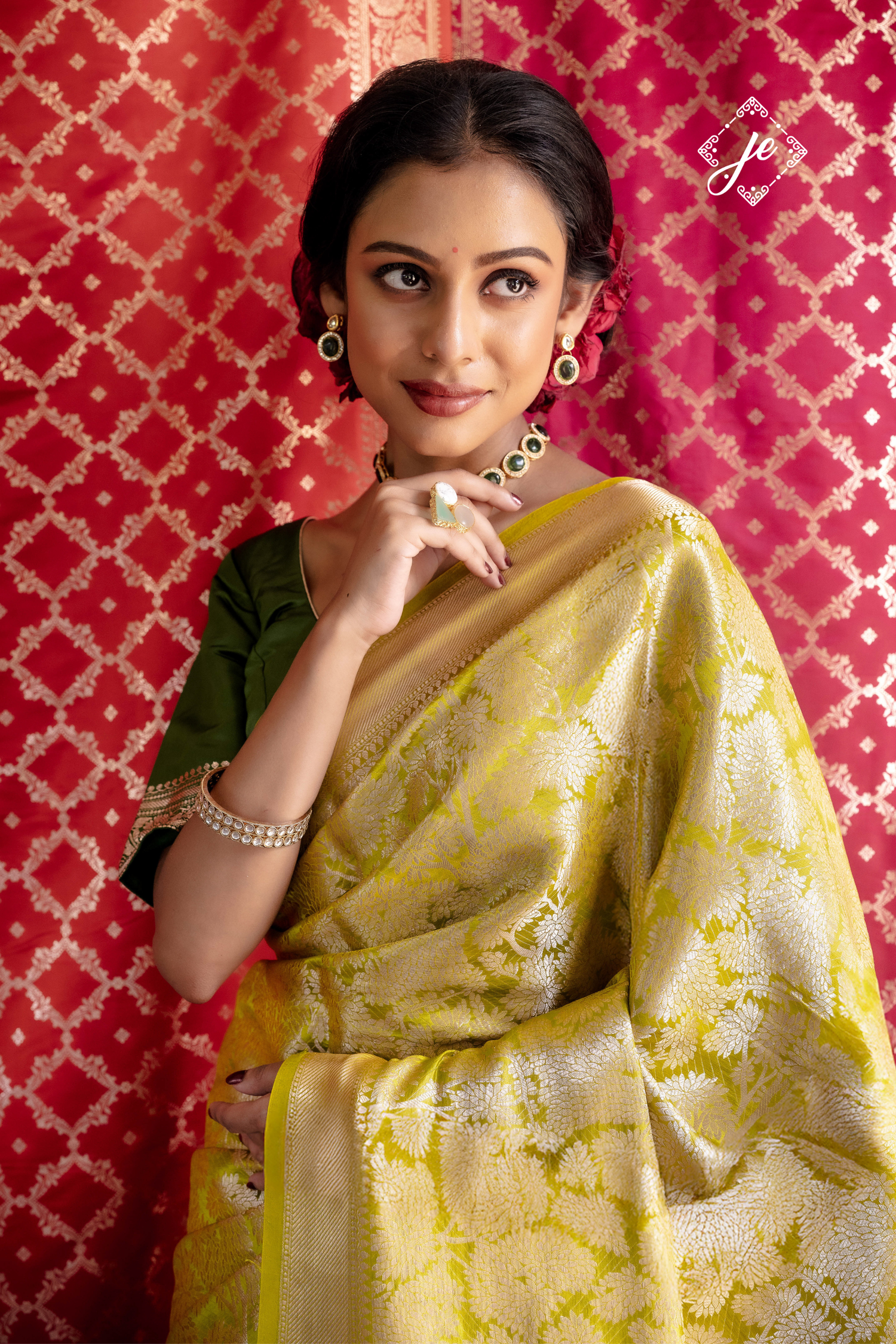 Dhaani Green Tissue Silk Banarasi Saree