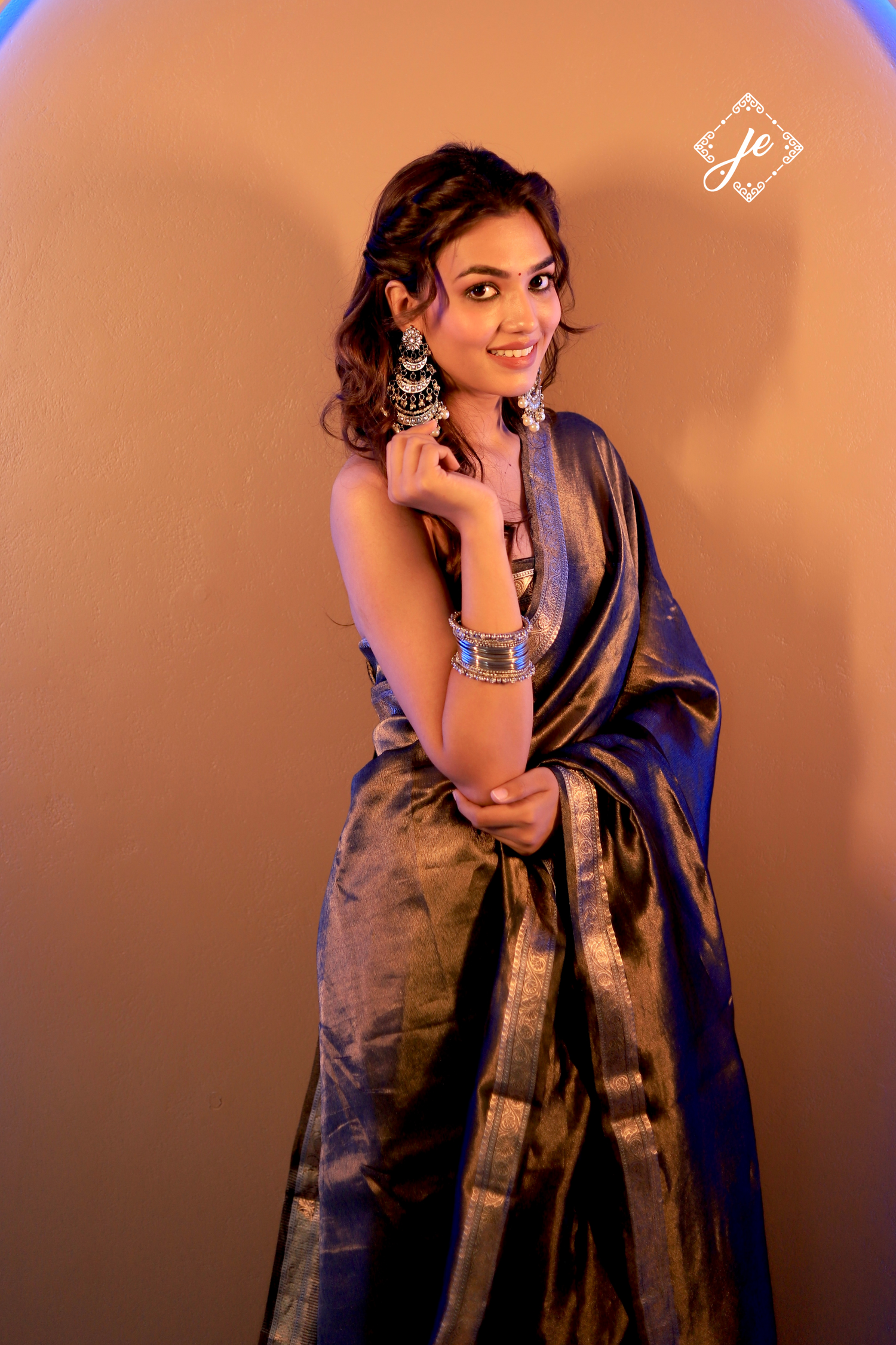 Black Plain Tissue Banarasi Saree