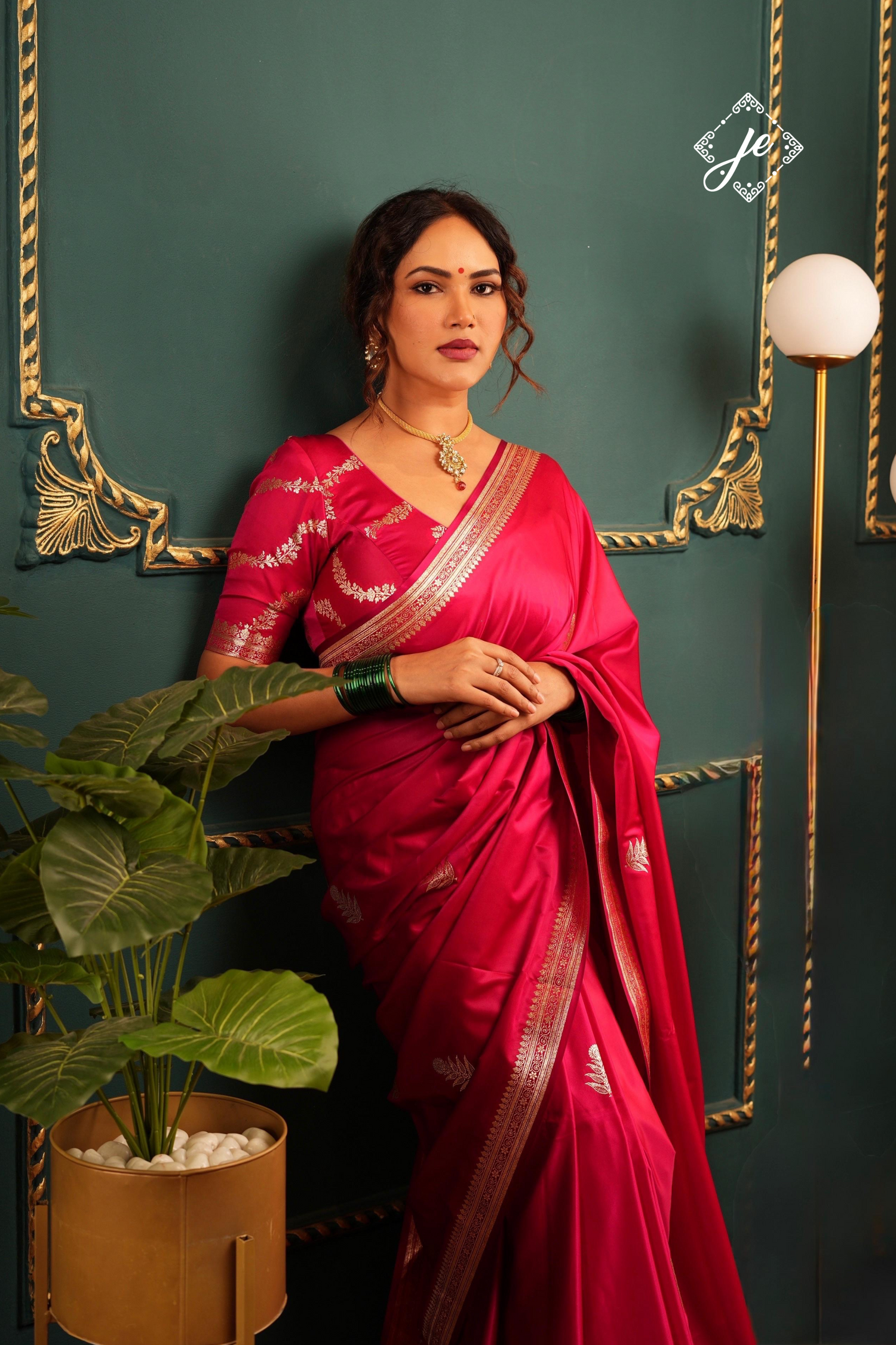 Rani Pink Mashru Silk Banarasi Saree