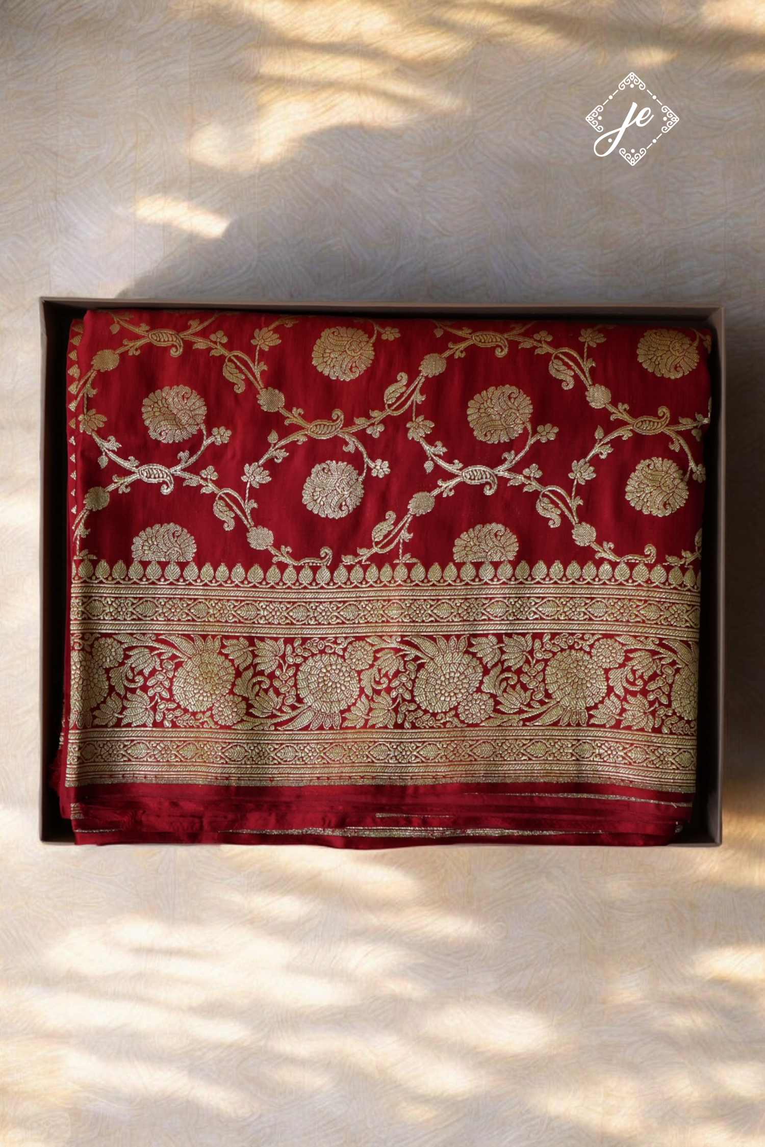 Red Pure Silk Jaal Handloom Banarasi Saree
