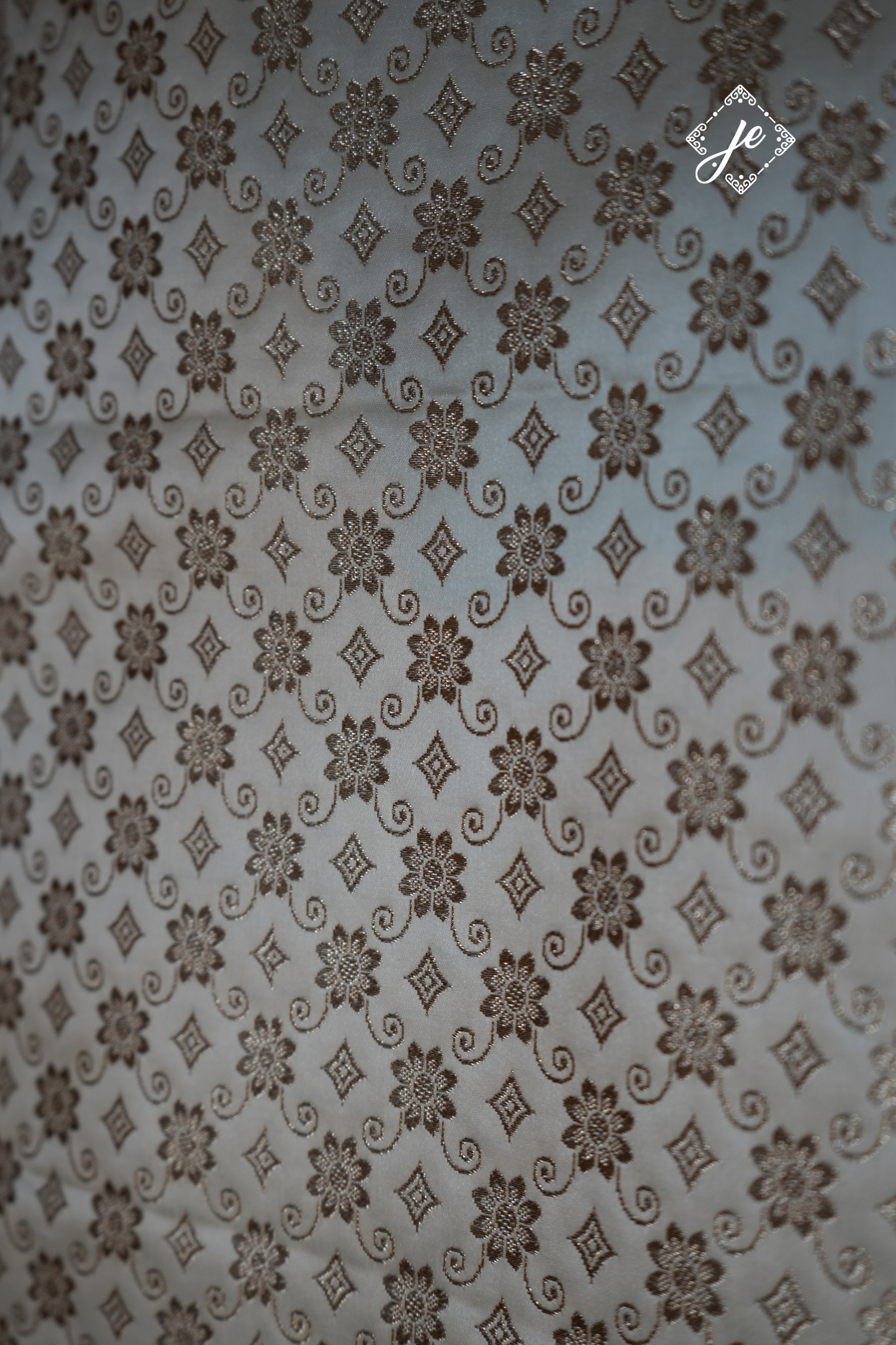 Ivory Satin Silk Brocade Blouse Fabric