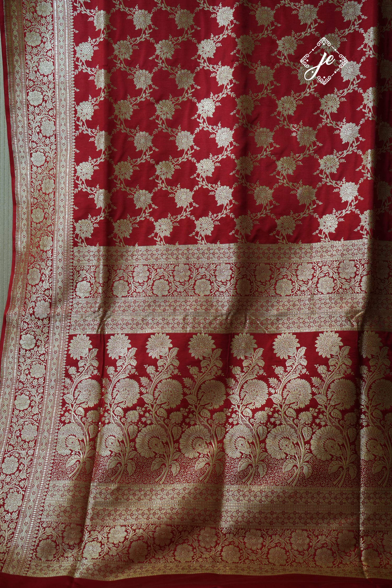 Red Pure Silk Jaal Handloom Banarasi Saree