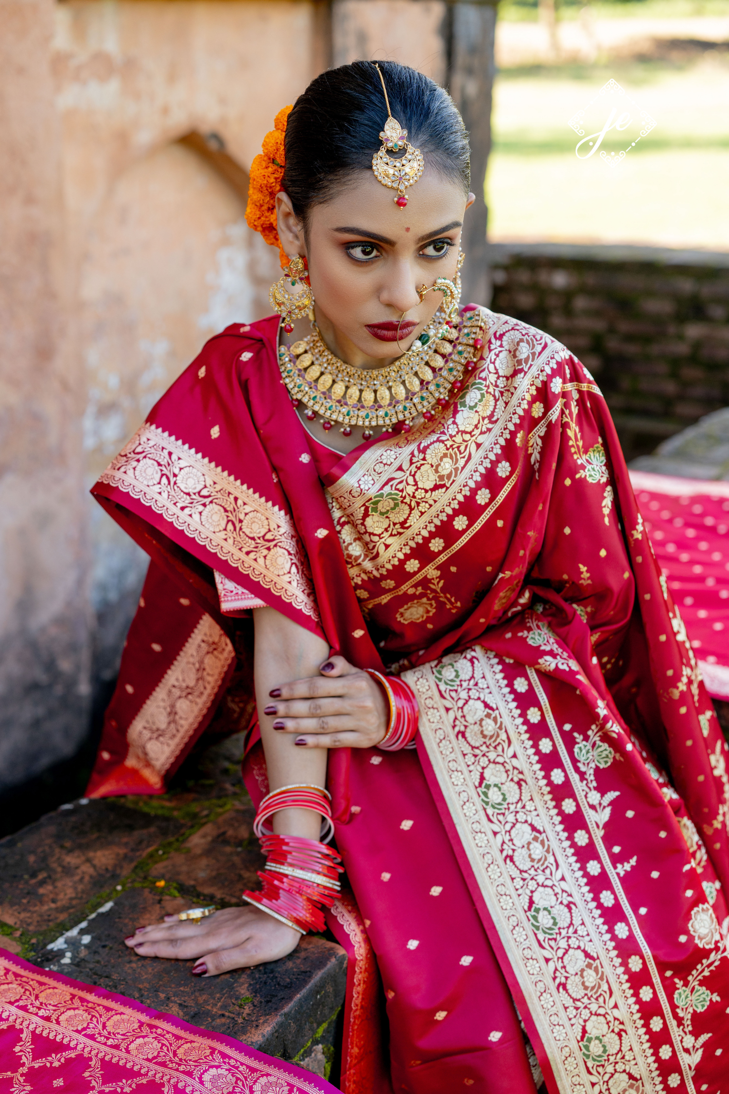 Maroon Satin Silk Leheriya Meenakari Banarasi Saree