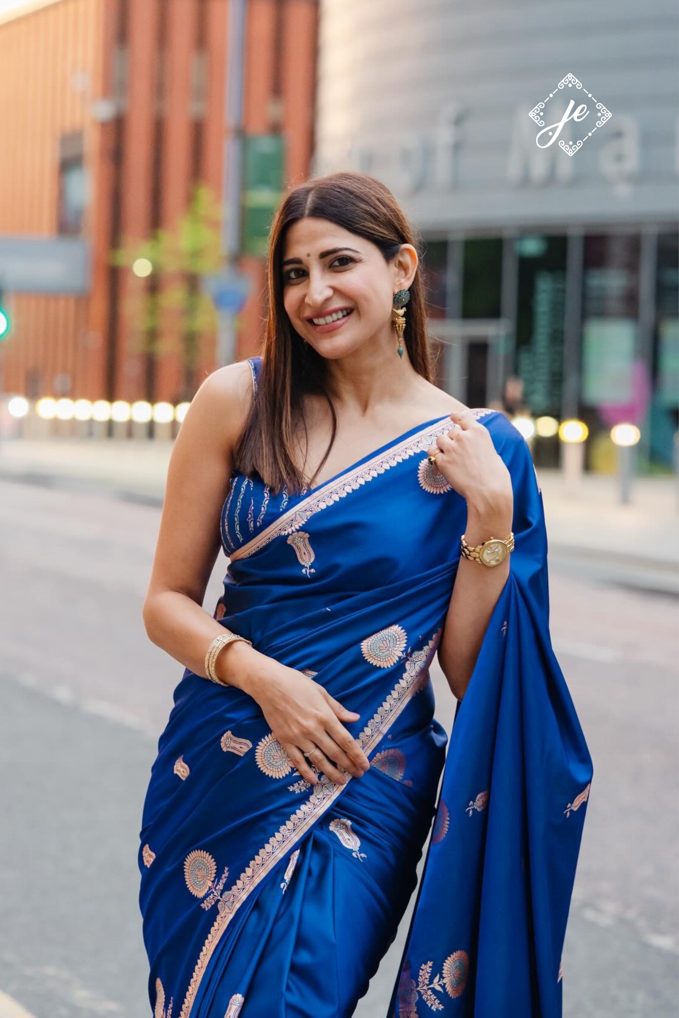 Royal Blue Mashru Silk Banarasi Saree