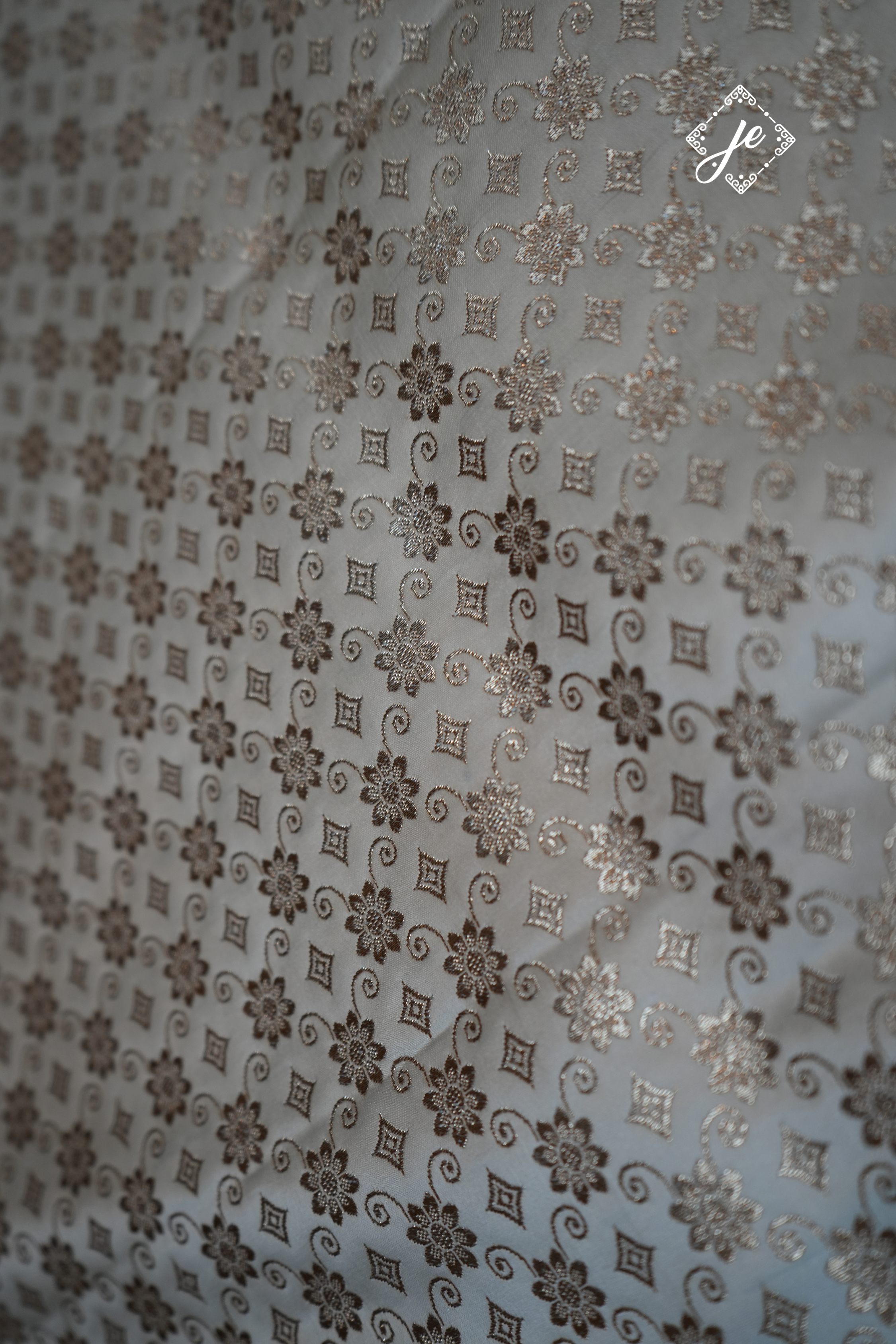 Ivory Satin Silk Brocade Blouse Fabric