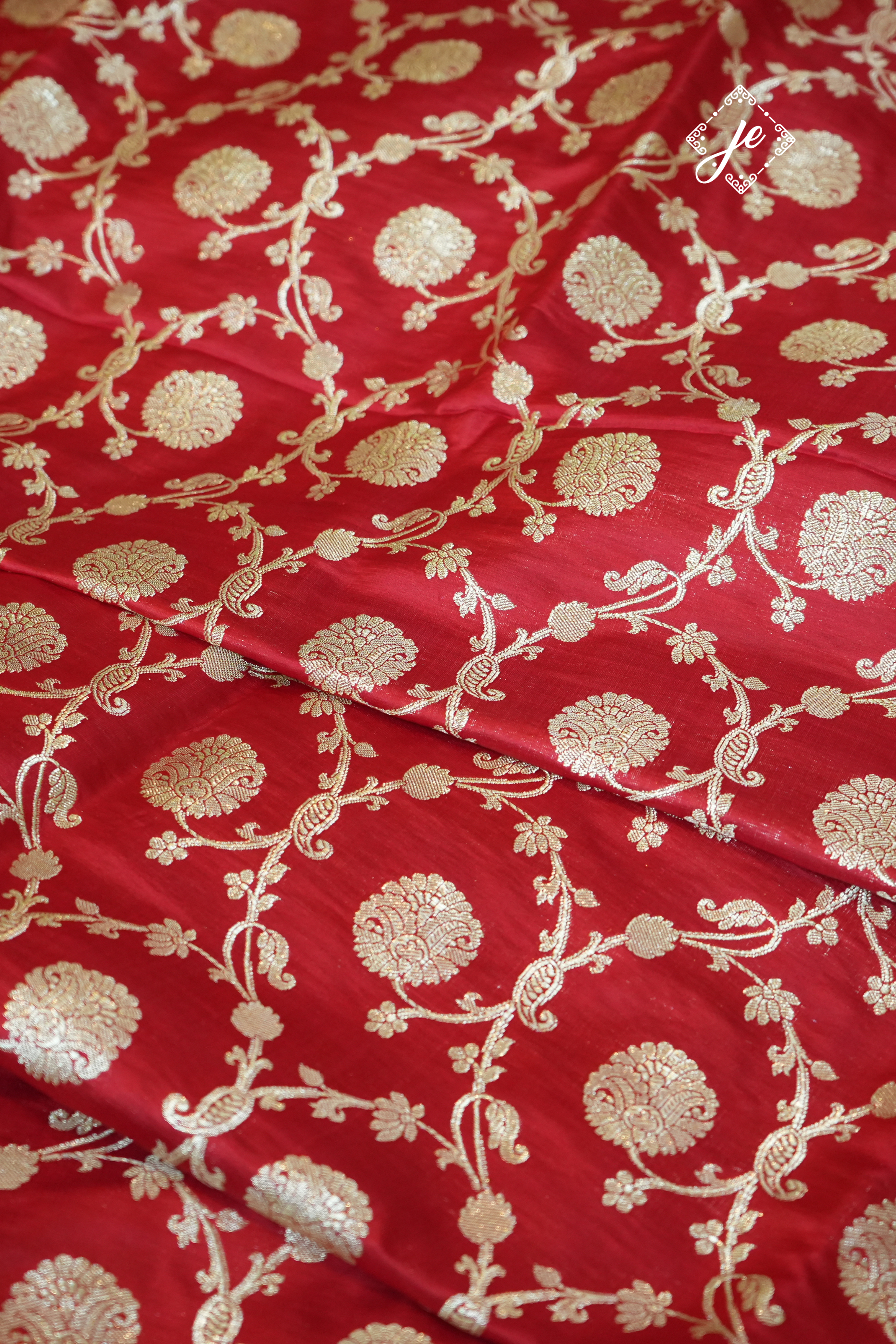 Red Pure Silk Jaal Handloom Banarasi Saree