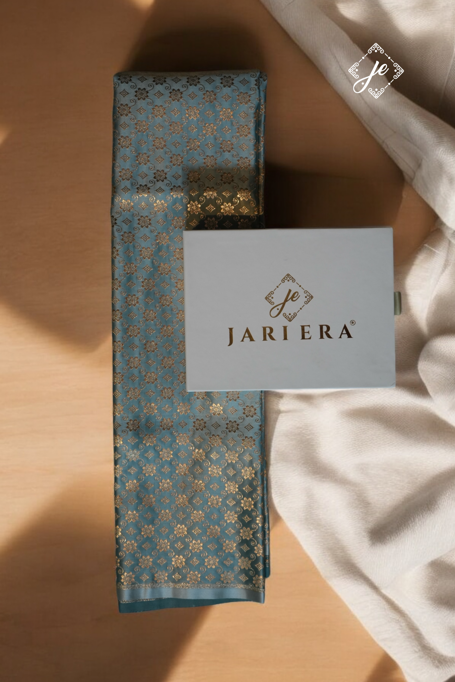 Ice Blue Satin Silk Brocade Blouse Fabric