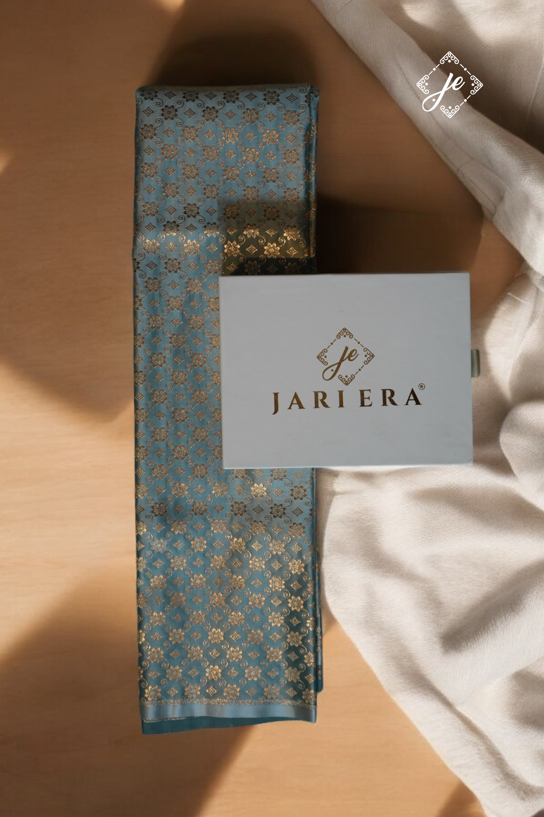 Ice Blue Satin Silk Brocade Blouse Fabric