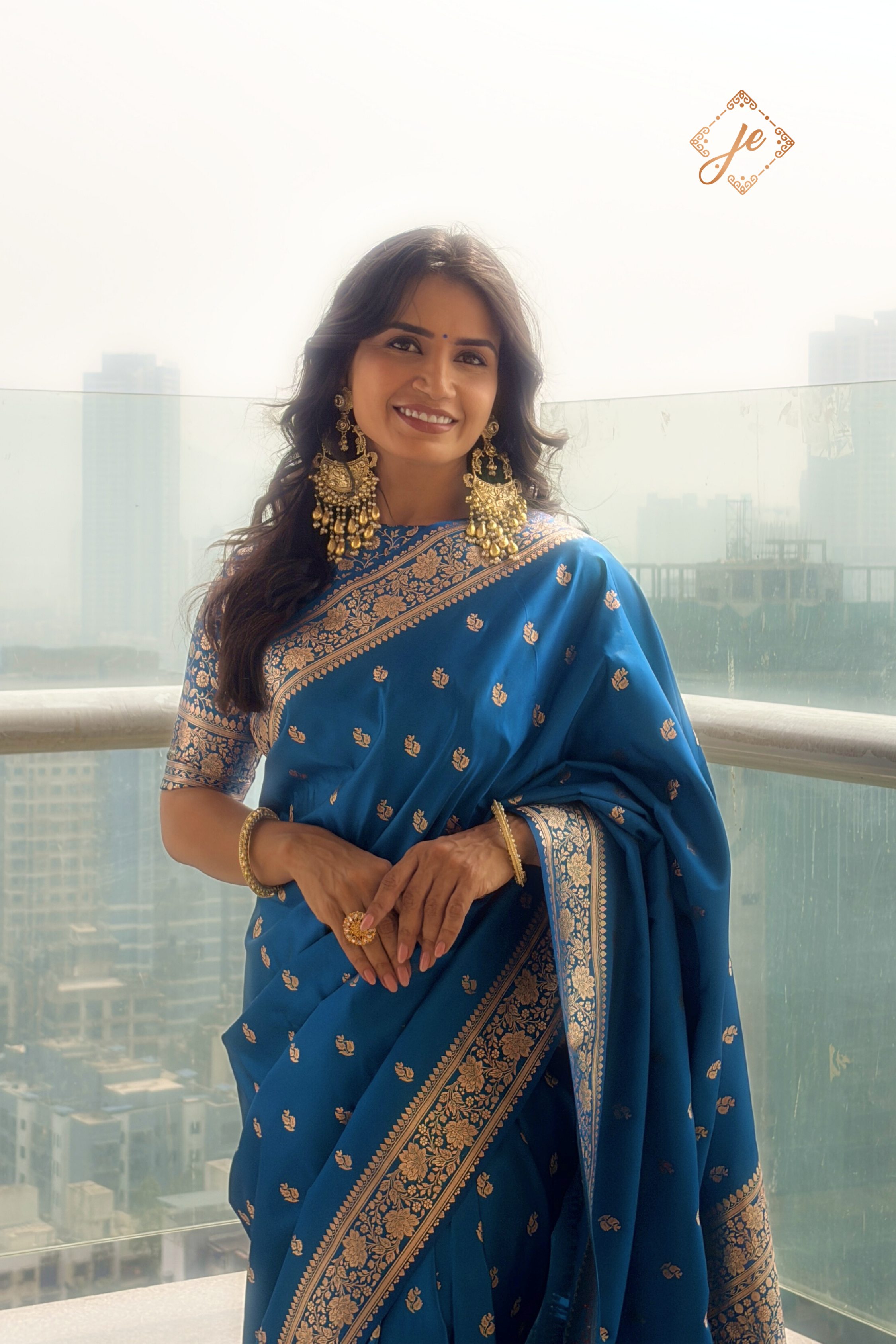 Blue Satin Silk Banarasi Saree