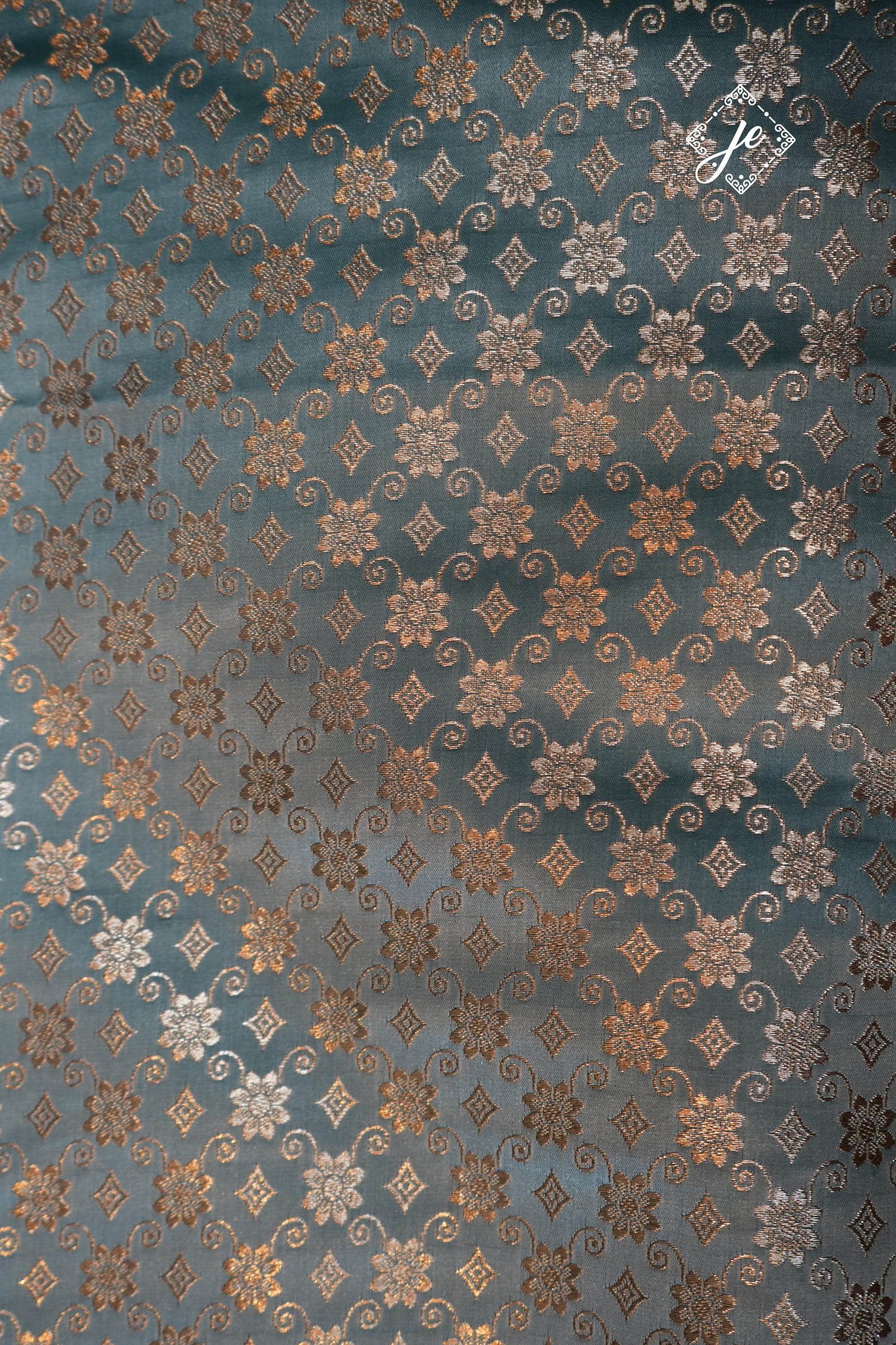 Ice Blue Satin Silk Brocade Blouse Fabric