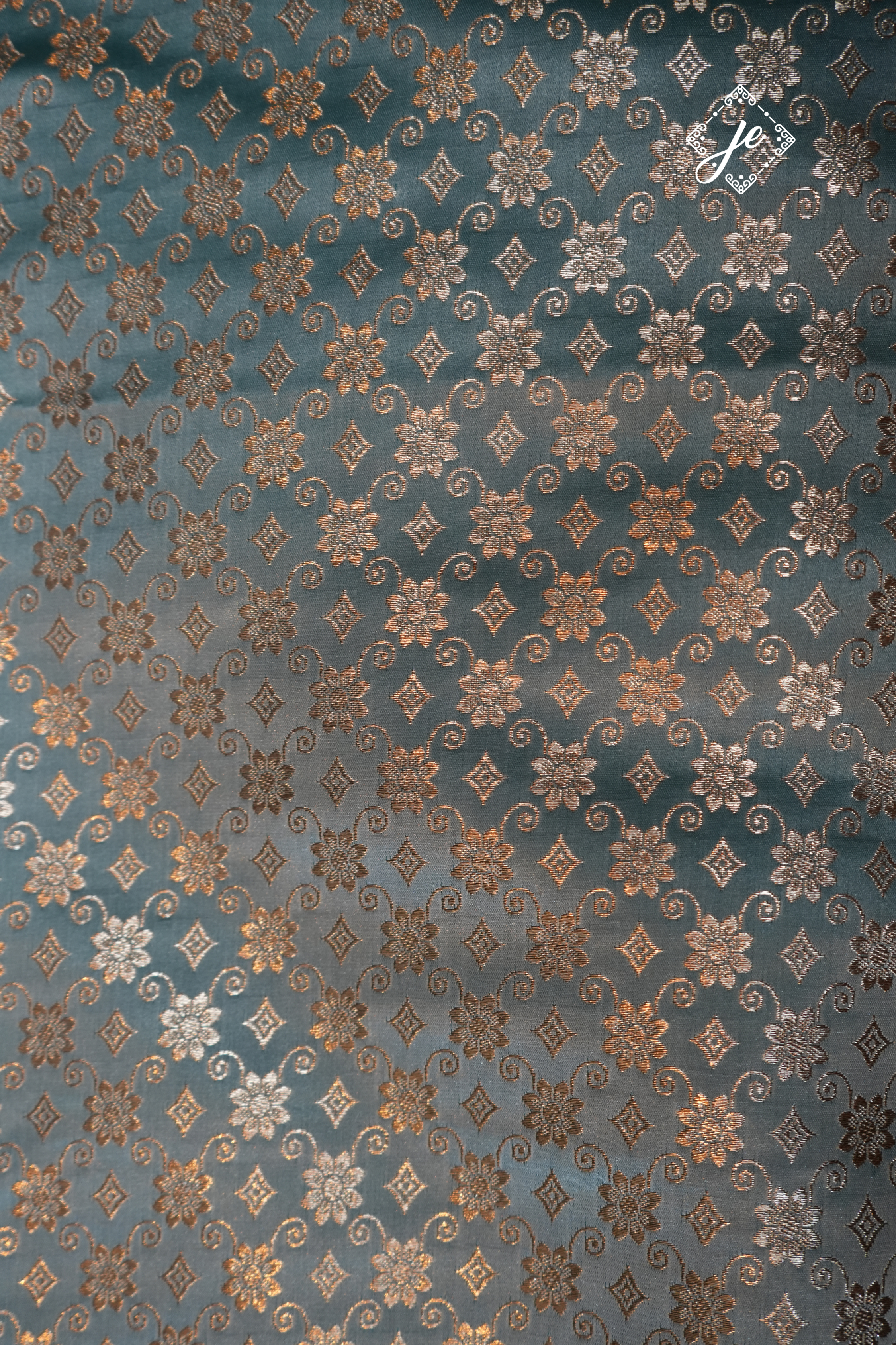 Ice Blue Satin Silk Brocade Blouse Fabric