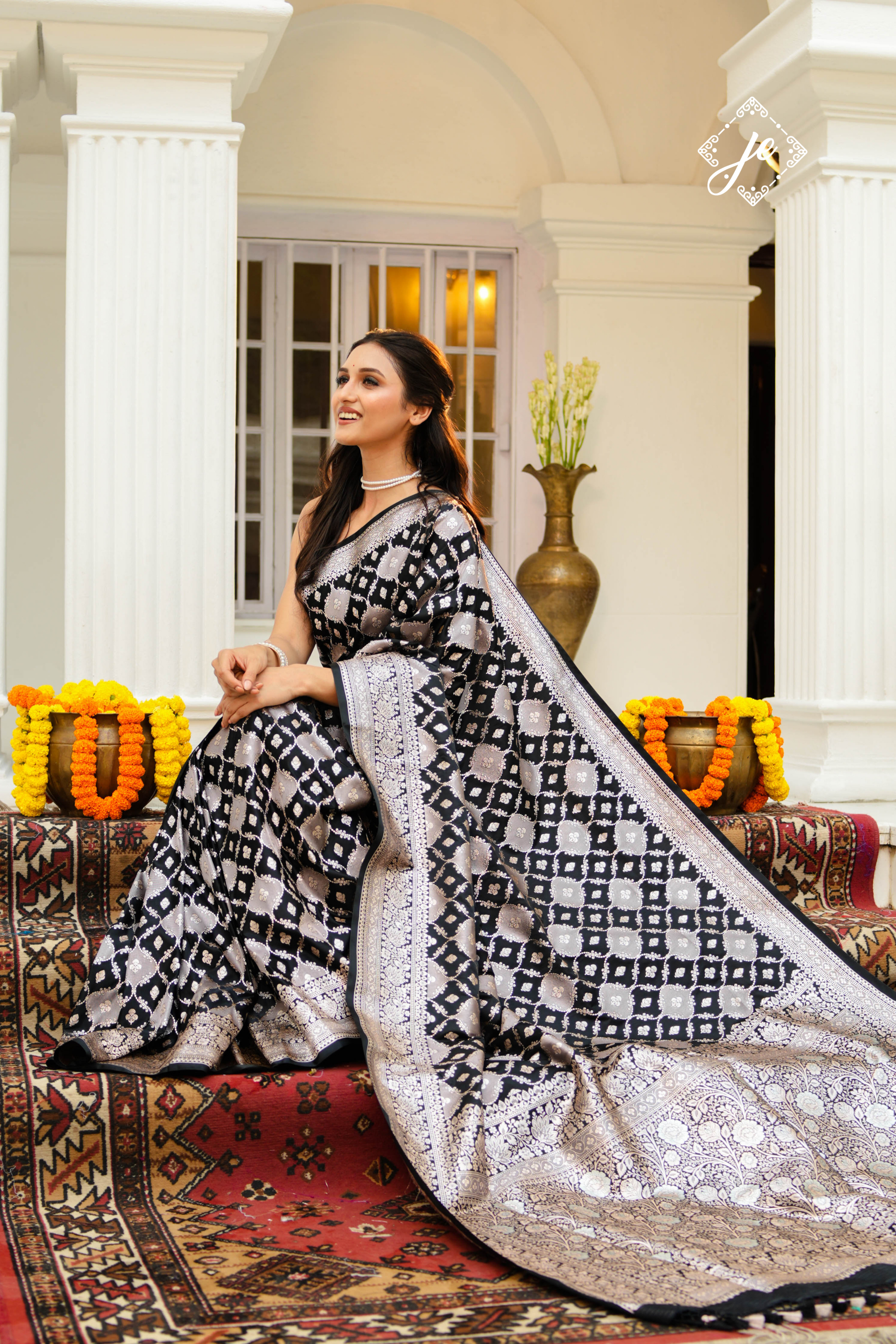 Black Satin Silk Rangkaat Banarasi Saree