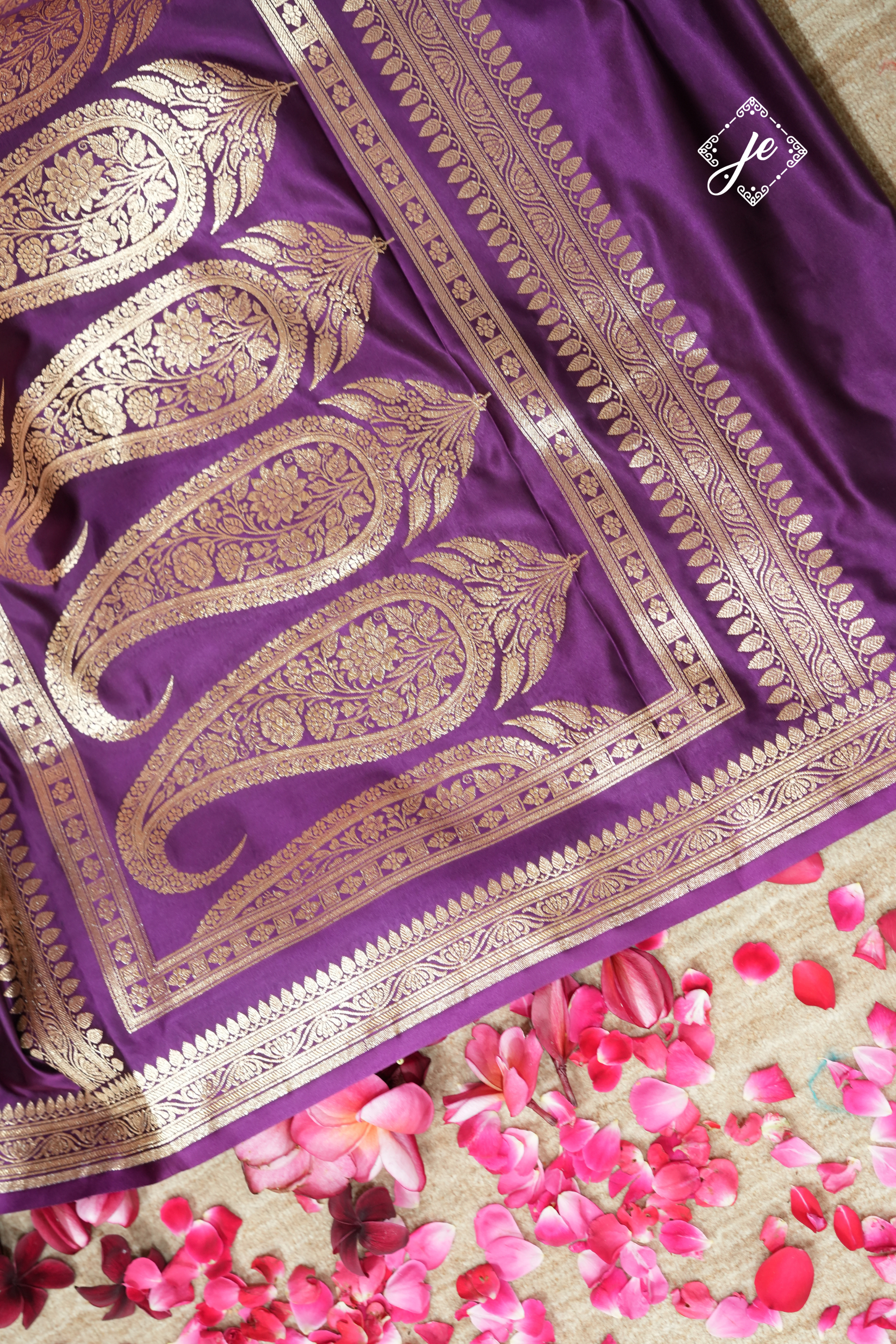 Purple Satin Silk Banarasi Saree