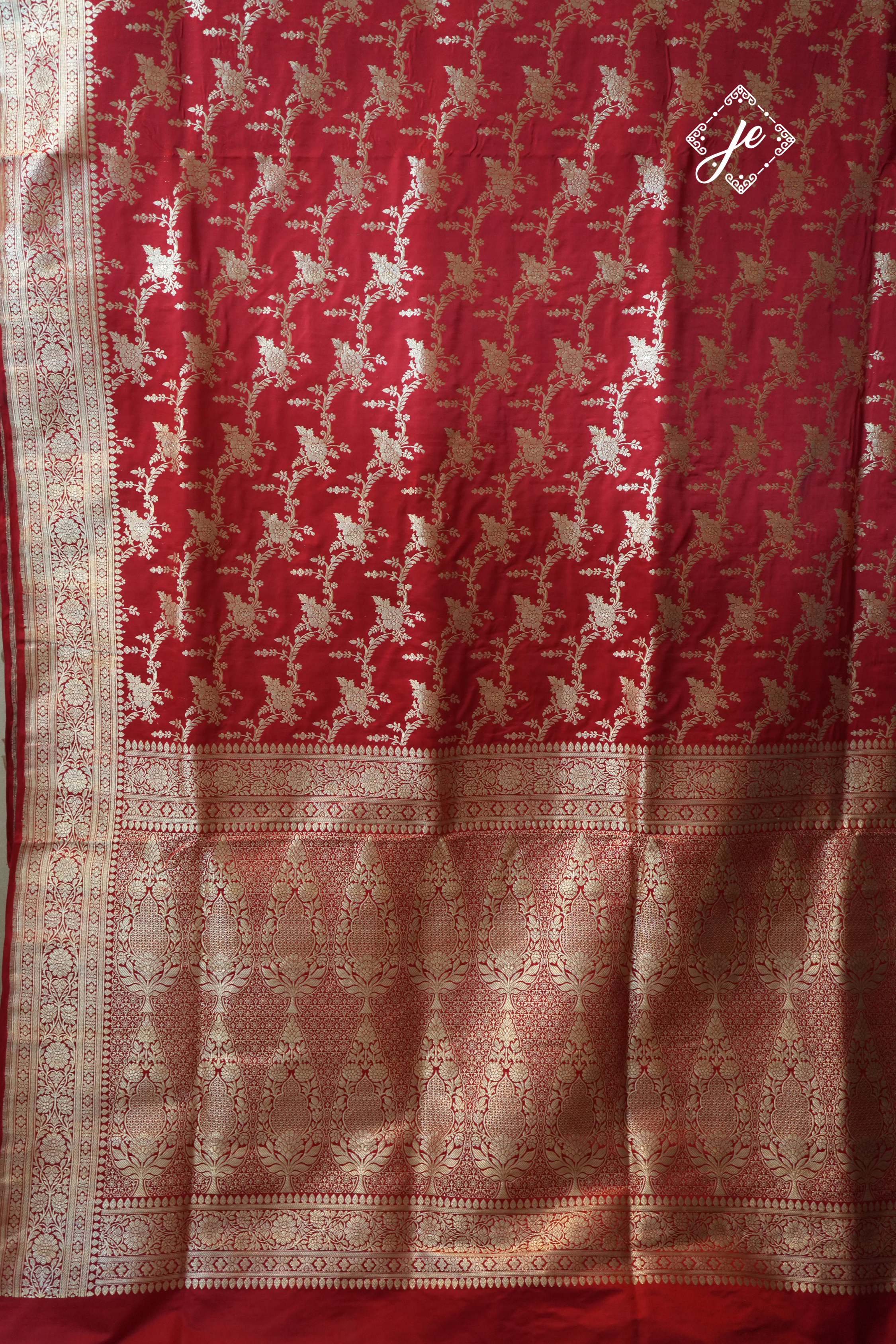 Red Pure Silk Jaal Handloom Banarasi Saree