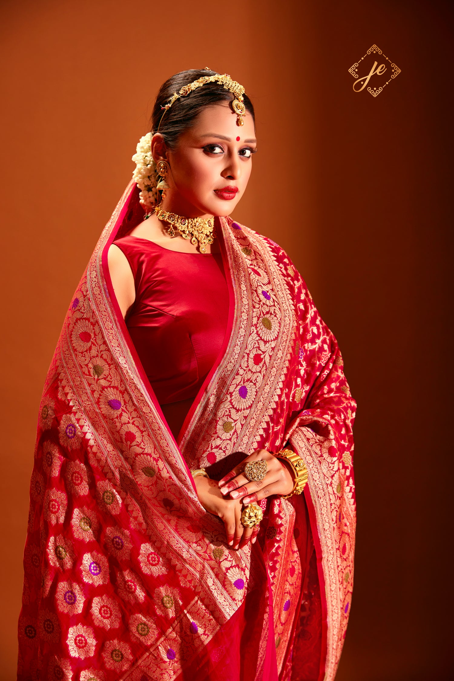 Red Pure Khaddi Meenakari Jaal Banarasi Saree