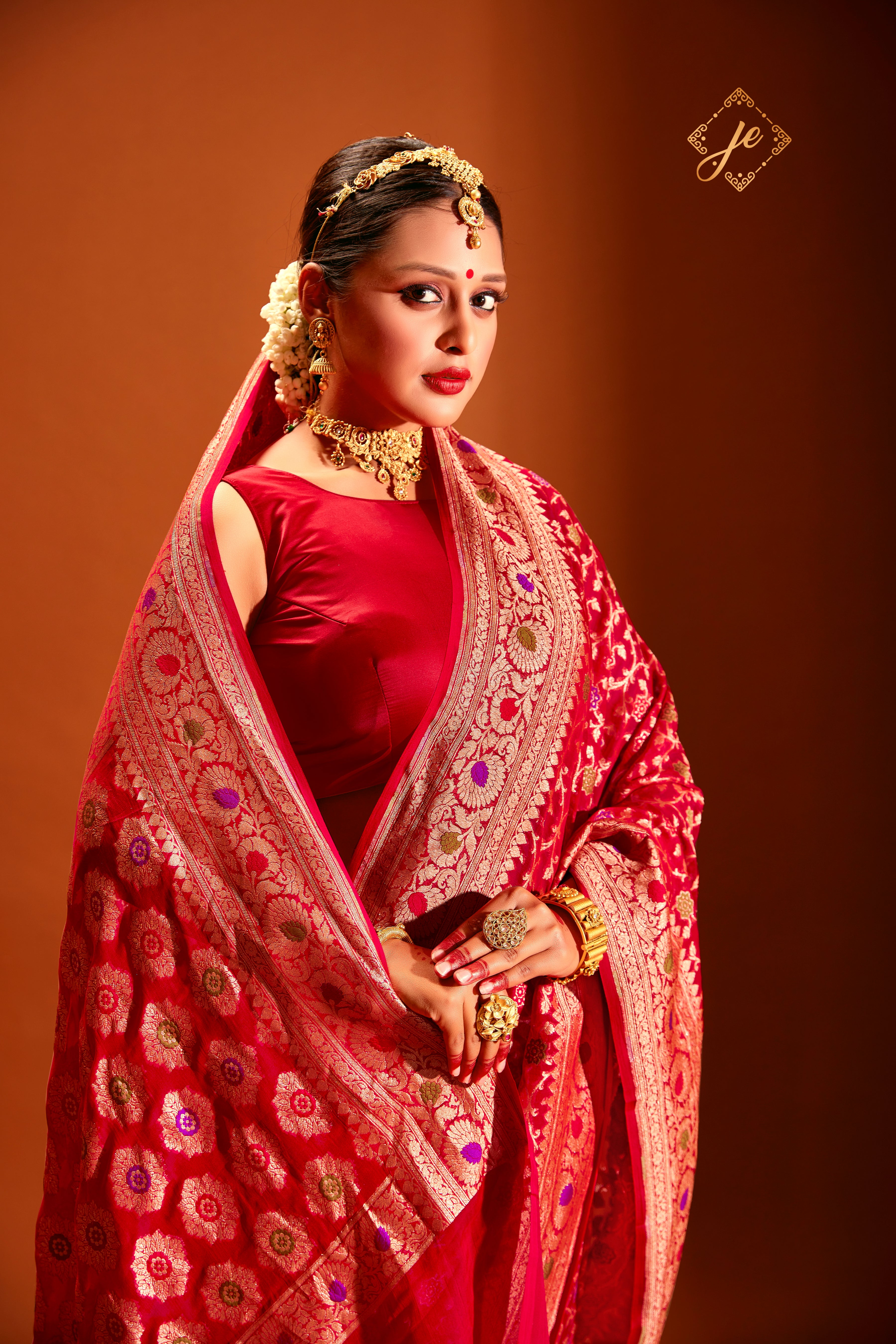 Red Pure Khaddi Meenakari Jaal Banarasi Saree