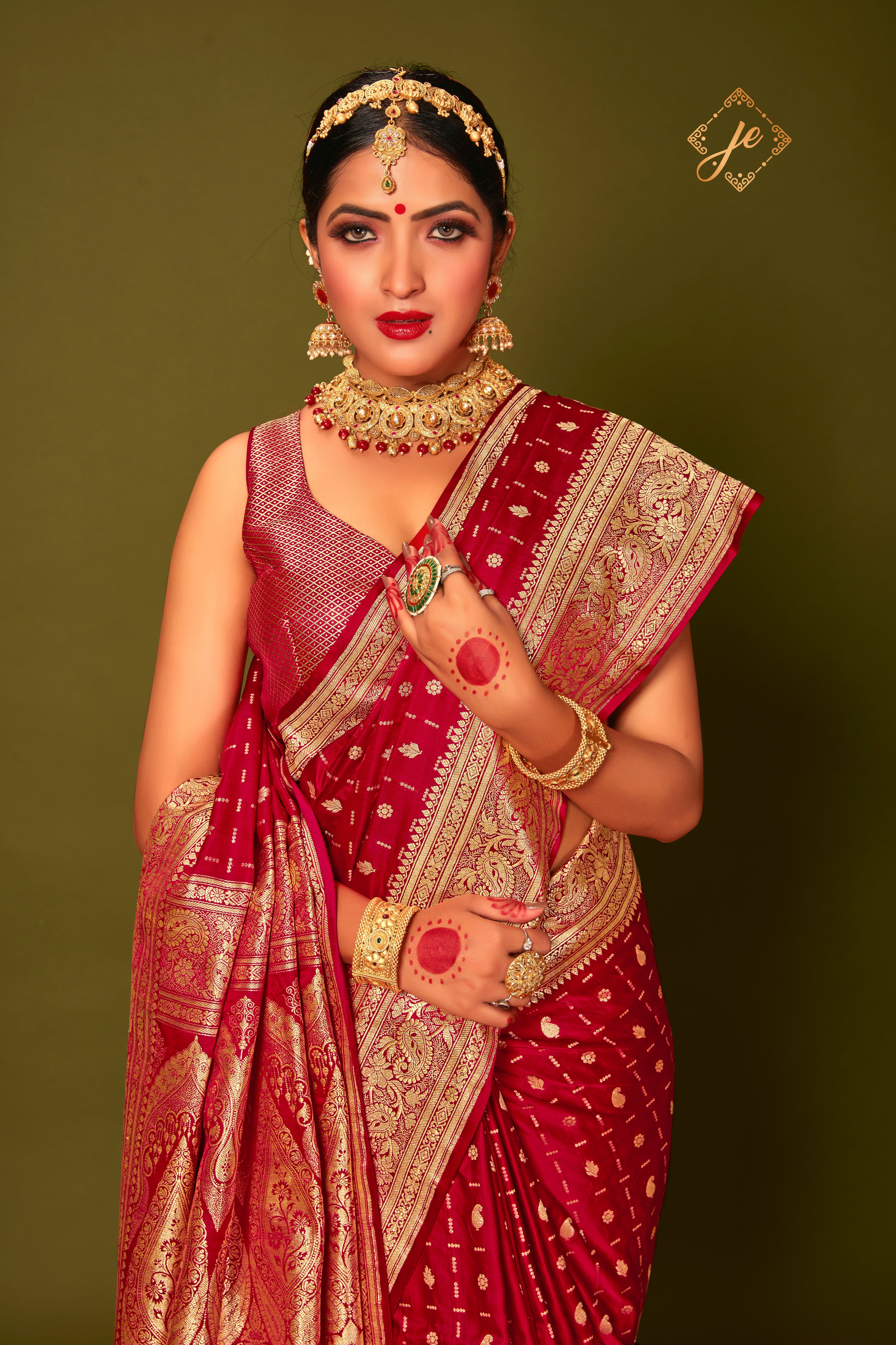 Red Pure Satin Silk Banarasi Handloom Saree