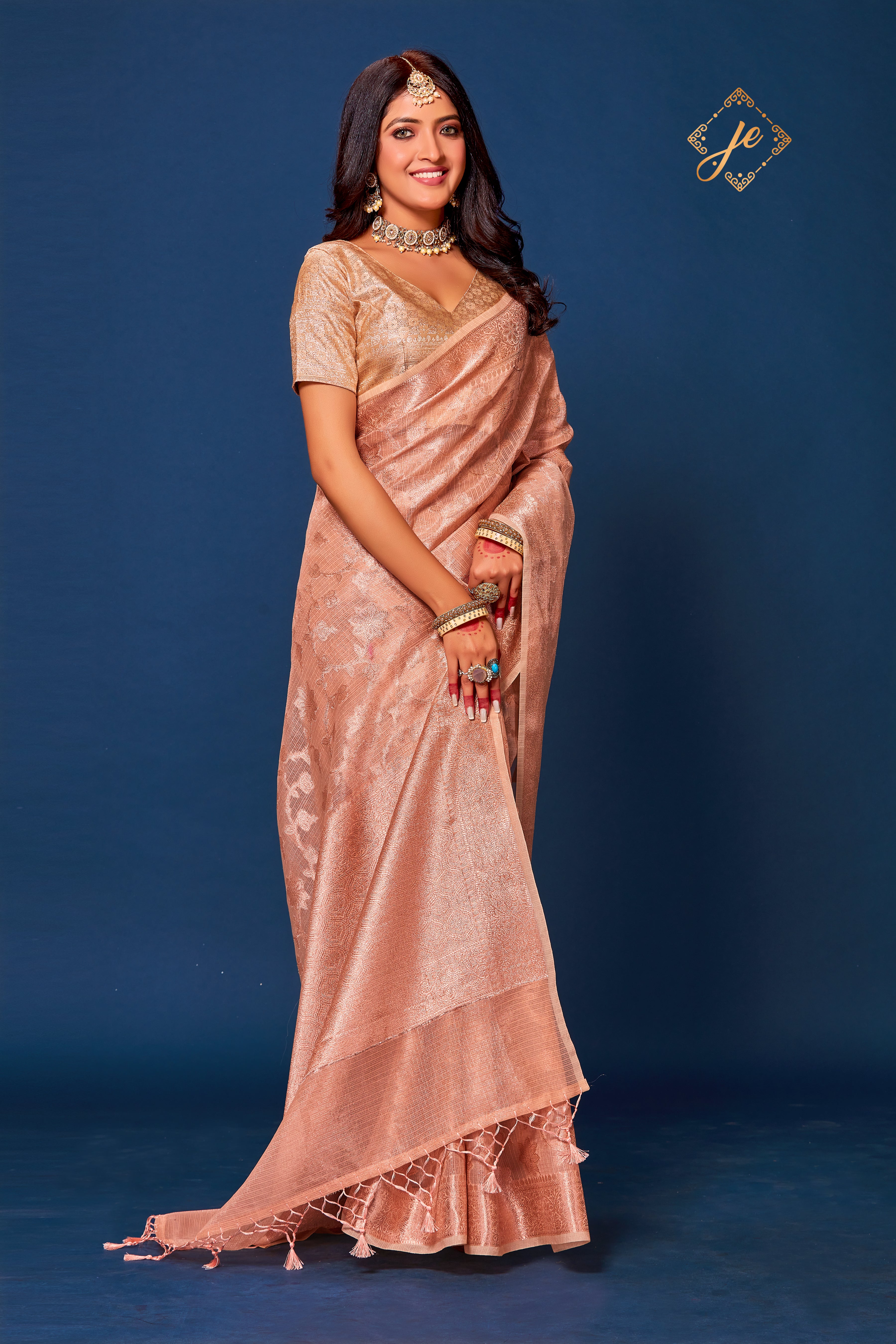 Beige Kora Tissue Banarasi Saree