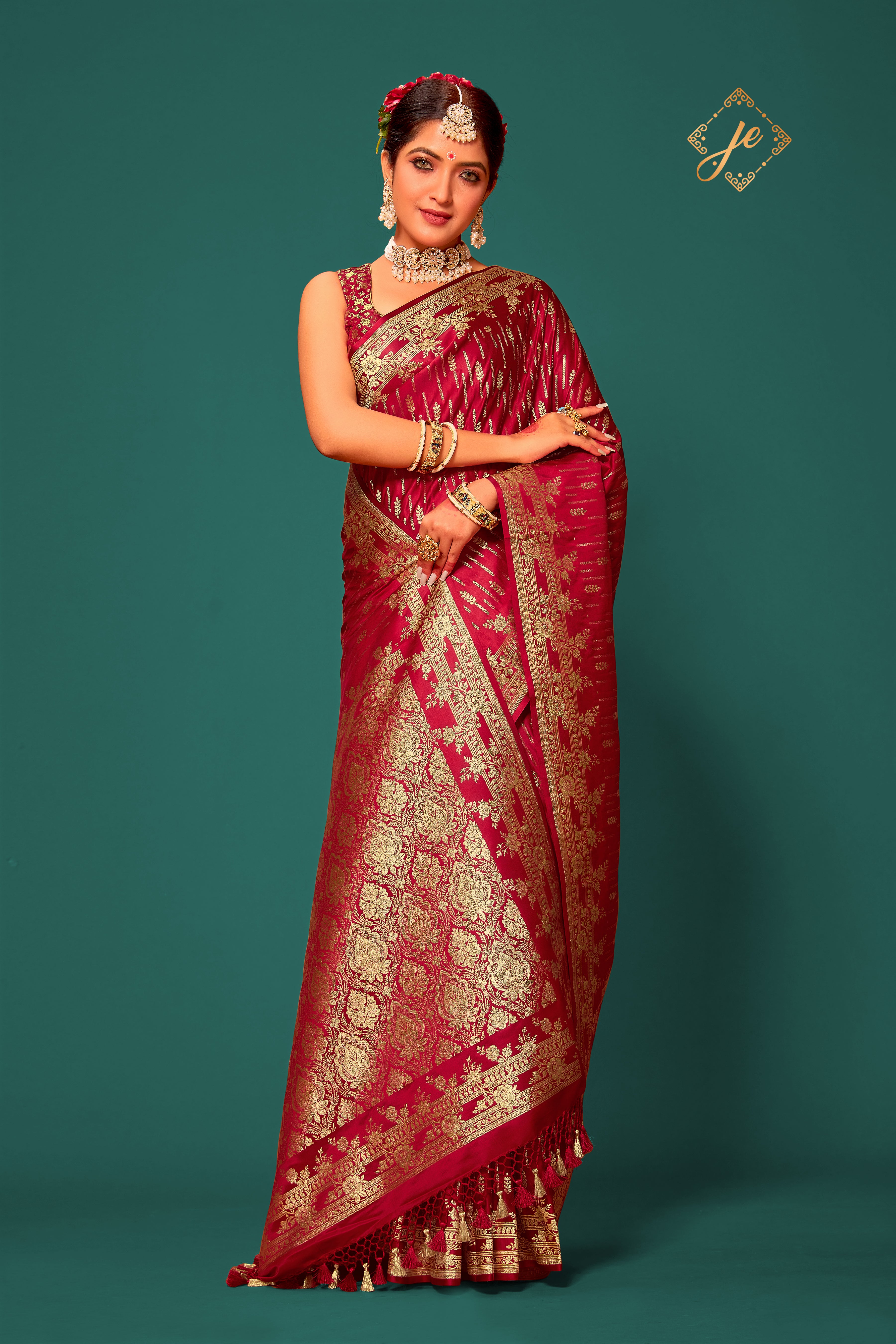 Maroon Satin Silk Fancy Border Banarasi Saree