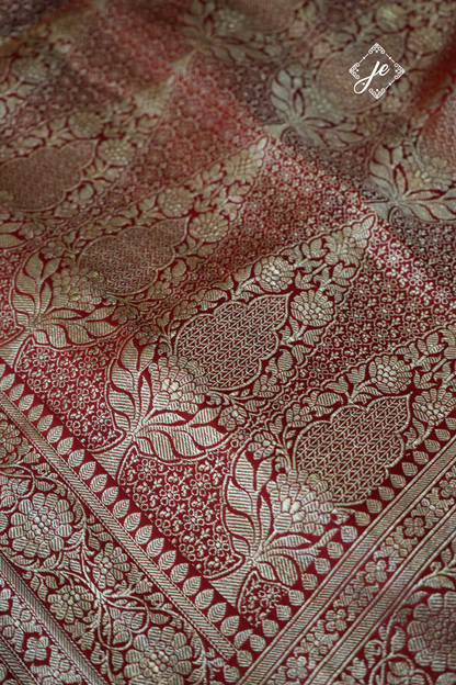 Red Pure Silk Jaal Banarasi Saree