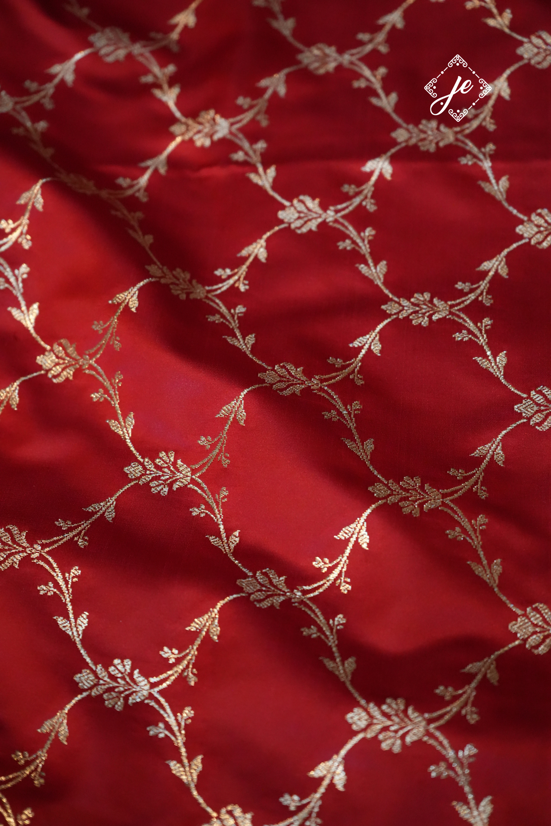 Red Satin Silk Banarasi Dupatta