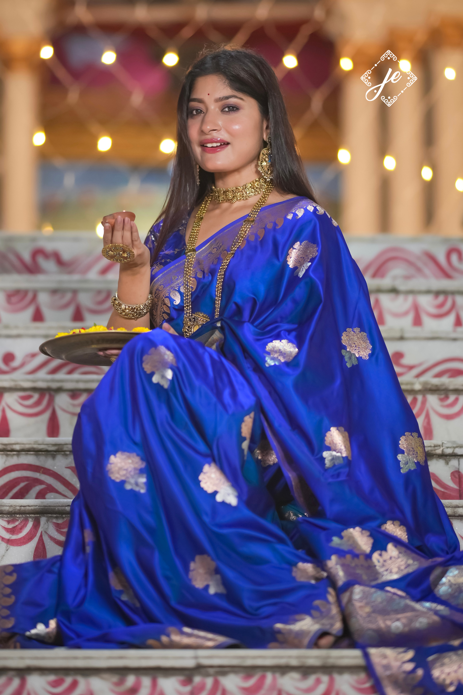 Blue Mashru Silk Banarasi Saree