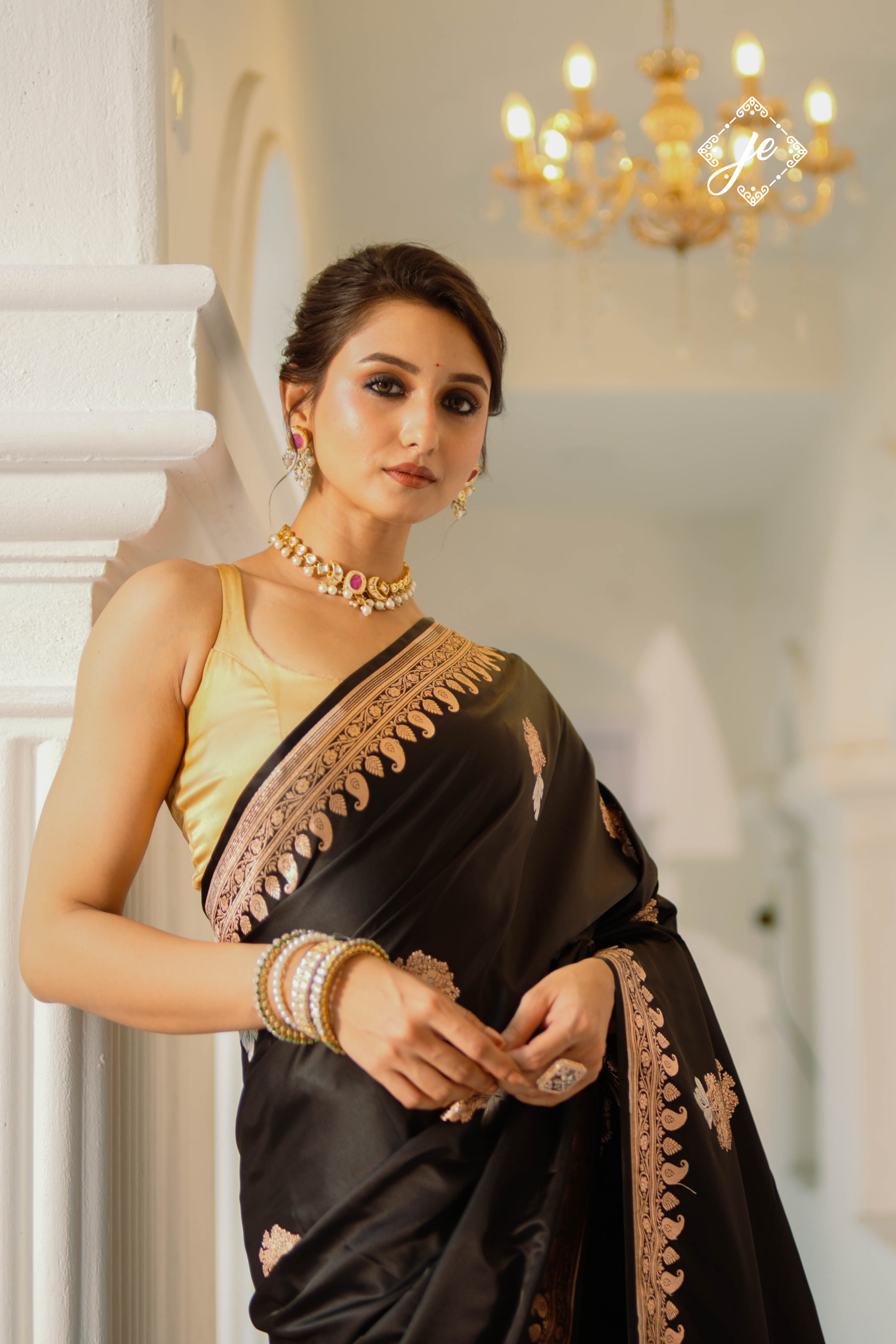 Black Mashru Silk Banarasi Saree