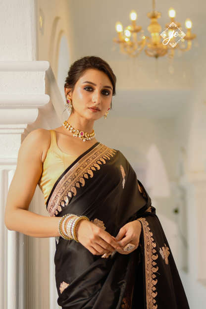 Black Mashru Silk Banarasi Saree