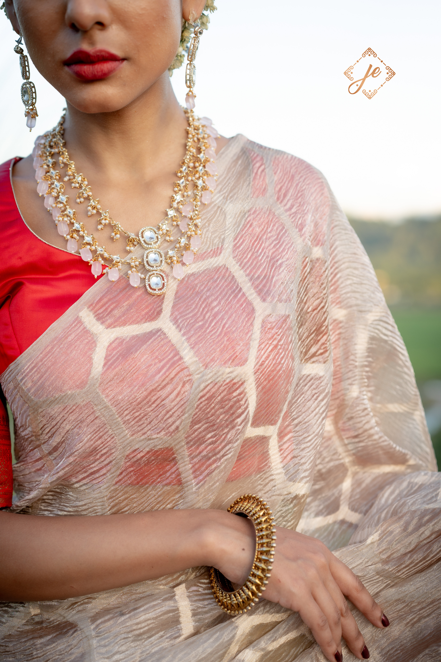 Beige Tissue Silk Banarasi Saree