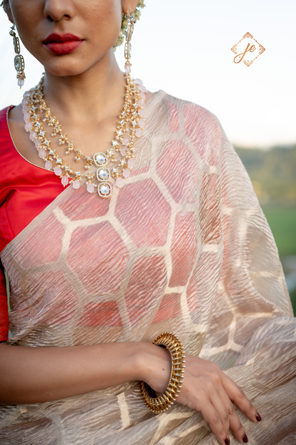 Beige Tissue Silk Banarasi Saree