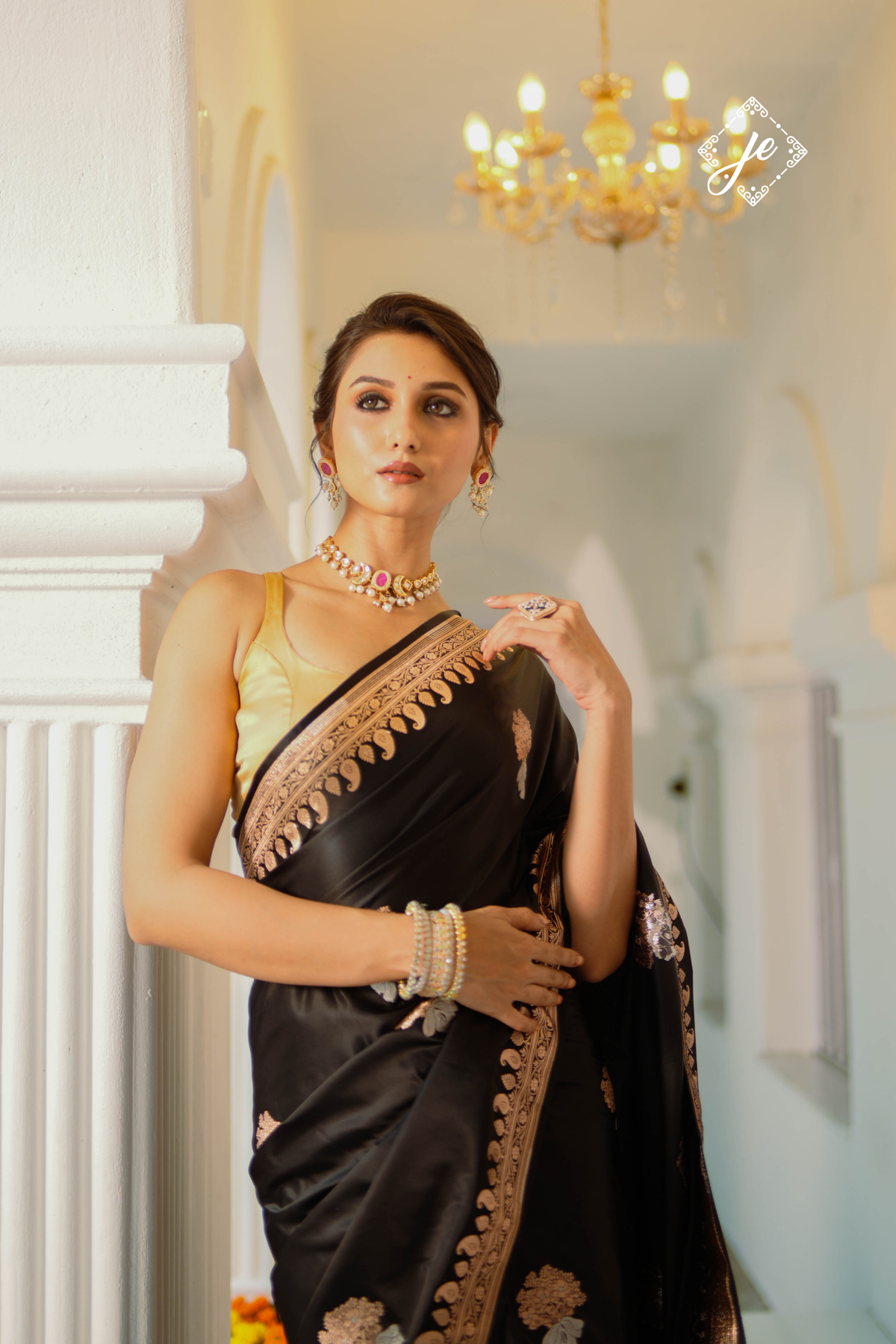 Black Mashru Silk Banarasi Saree