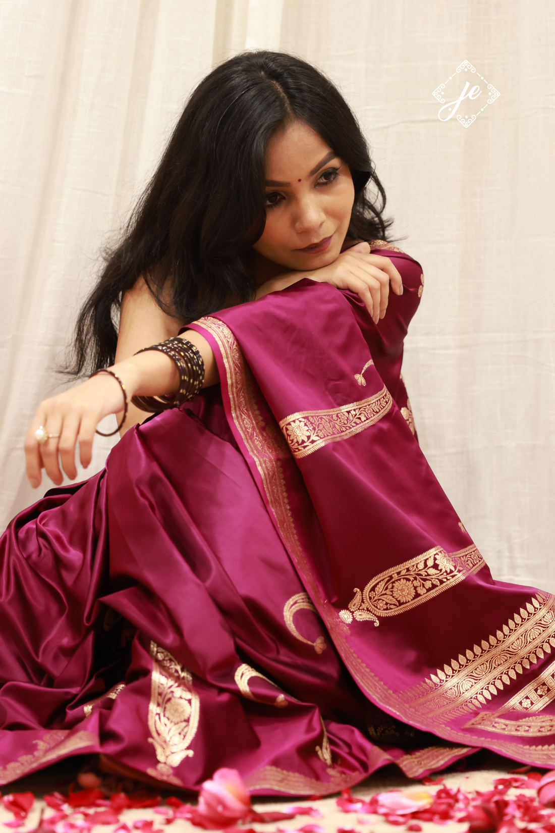 Maroon Satin Silk Banarasi Saree